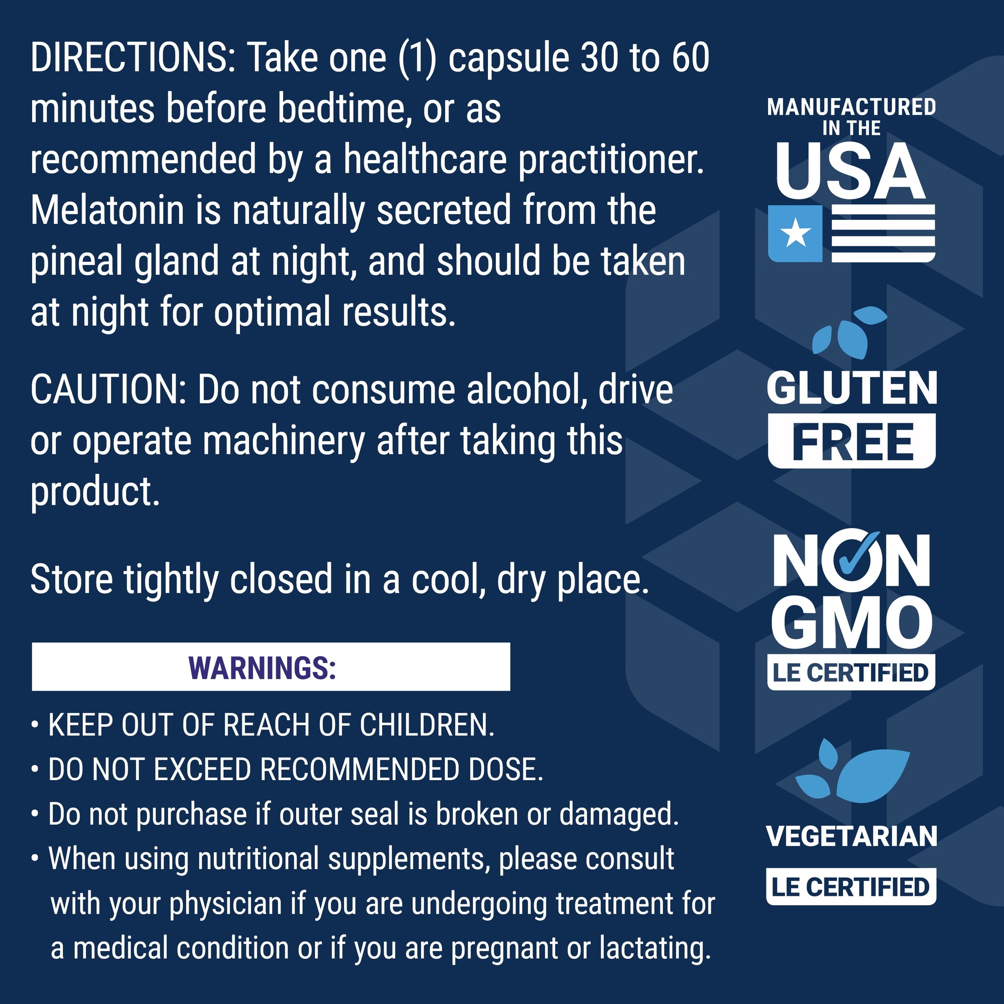 Melatonin, 3 Mg, Optimal Sleep Support, Healthy Circadian Rhythms, Cellular Defense, Gluten-Free, Non-Gmo, Vegetarian, 60 Capsules