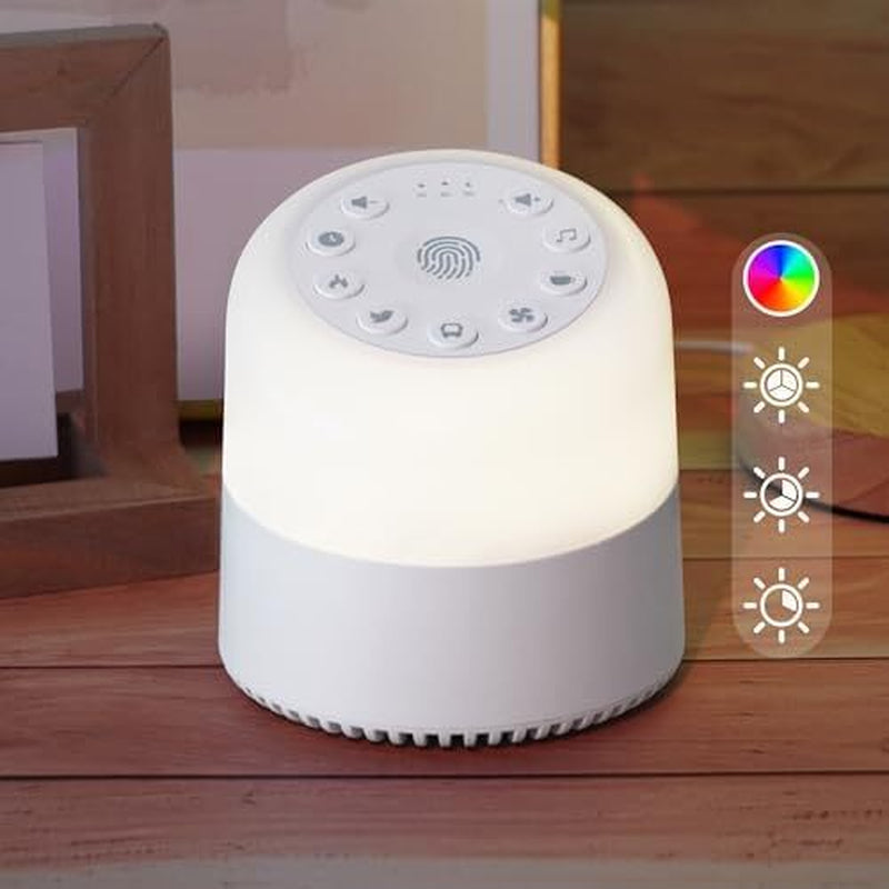 White Noise Machine with 32 Soothing Sounds, 9 Colors Night Lights, Auto-Off
