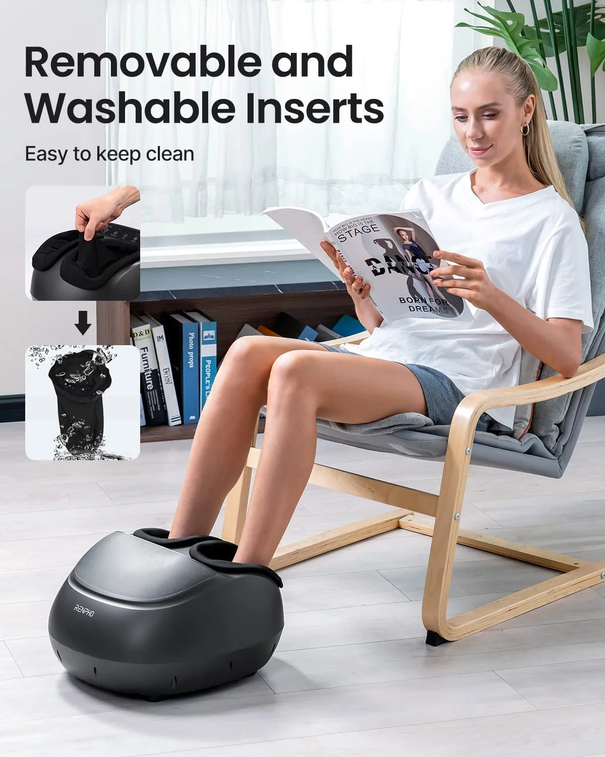 Foot Massager Machine with Heat, Shiatsu Deep Kneading, Birthday Gifts for Mom Dad Men,Fit’S Feet up to Men Size 12 Remote Control
