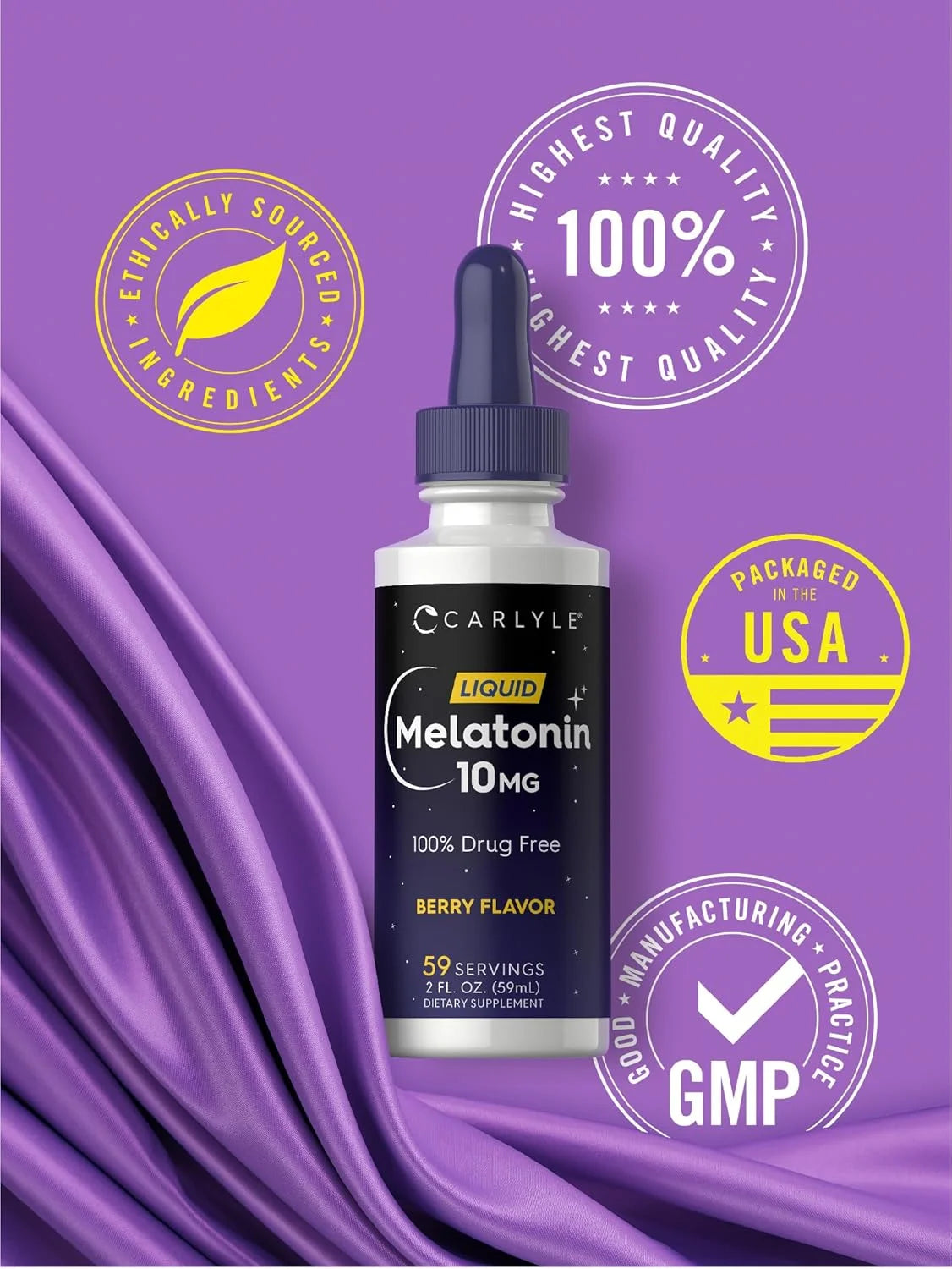 Melatonin Liquid 10Mg | 2 Oz | Berry Flavor | Vegetarian for Men and Women | by