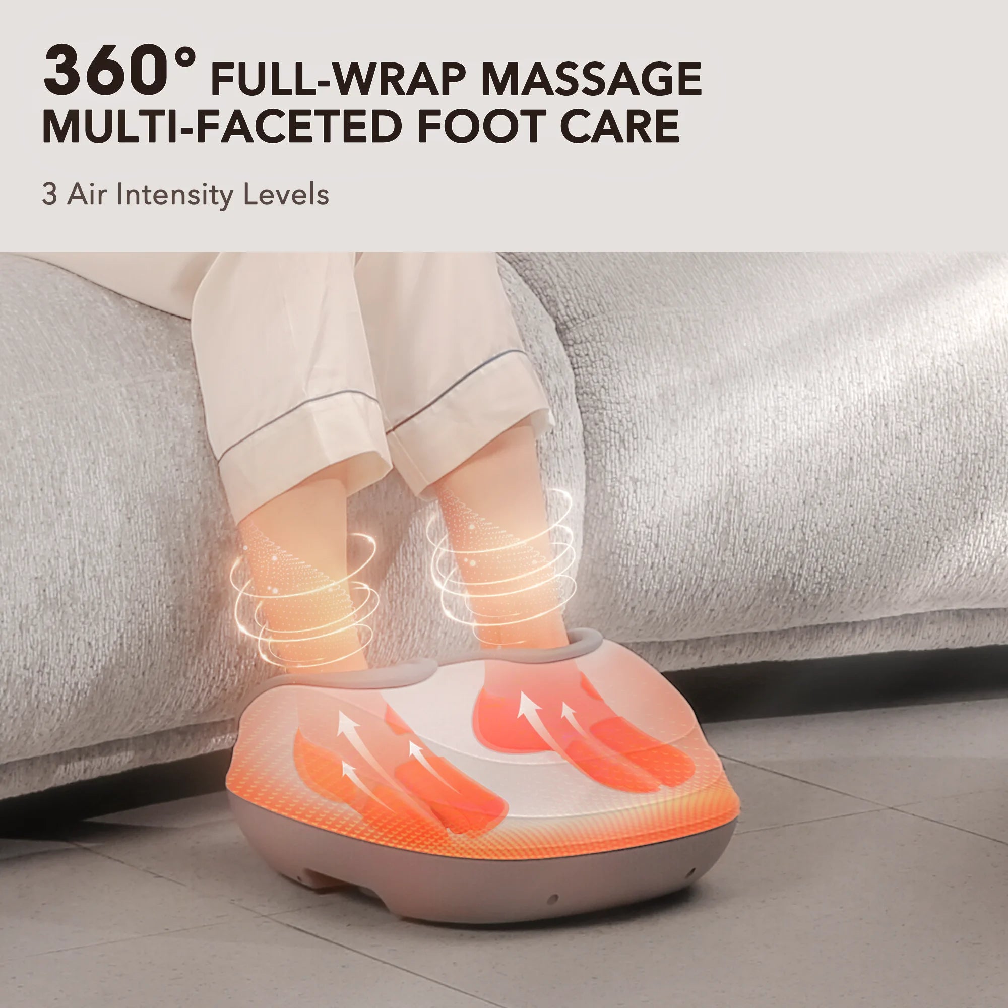 Shiatsu Foot Massager with Heat, Air Compression, Deep Kneading Massage up to Size 12, White