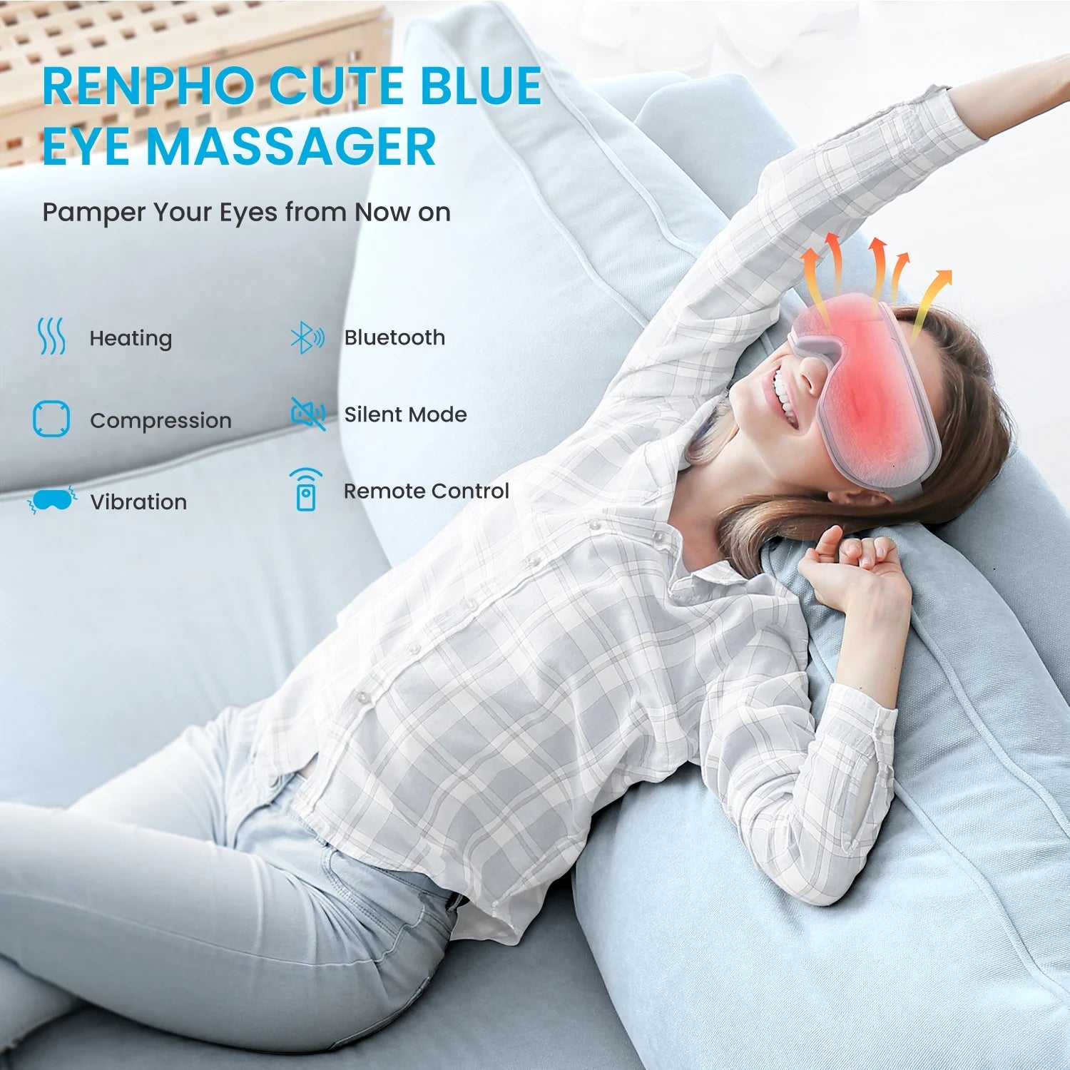 Eyeris1 Temple Massager with Heat Bluetooth Music for Eye Relaxing, with Remote Control