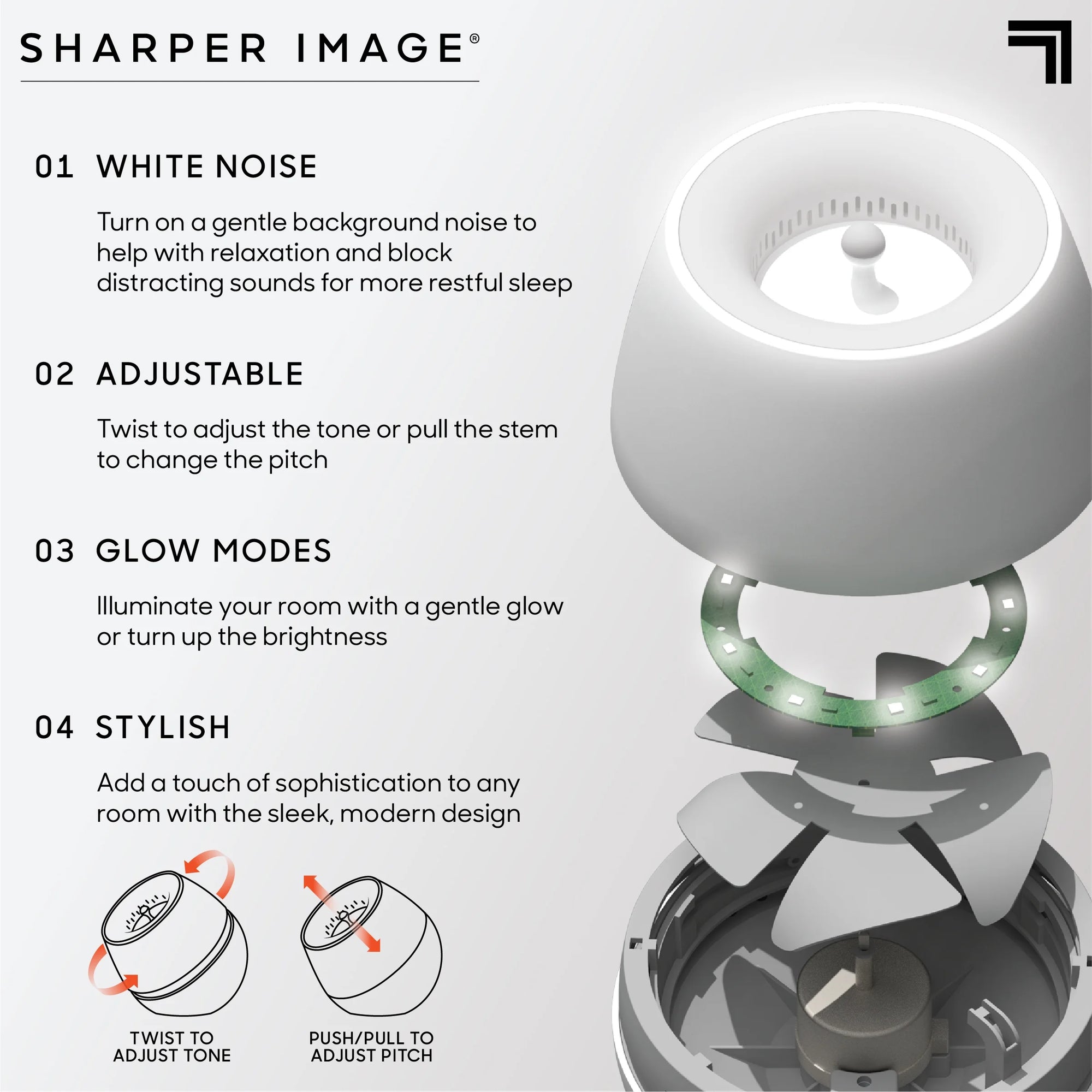 Sound Soother Wind, White Noise Machine with LED Glow