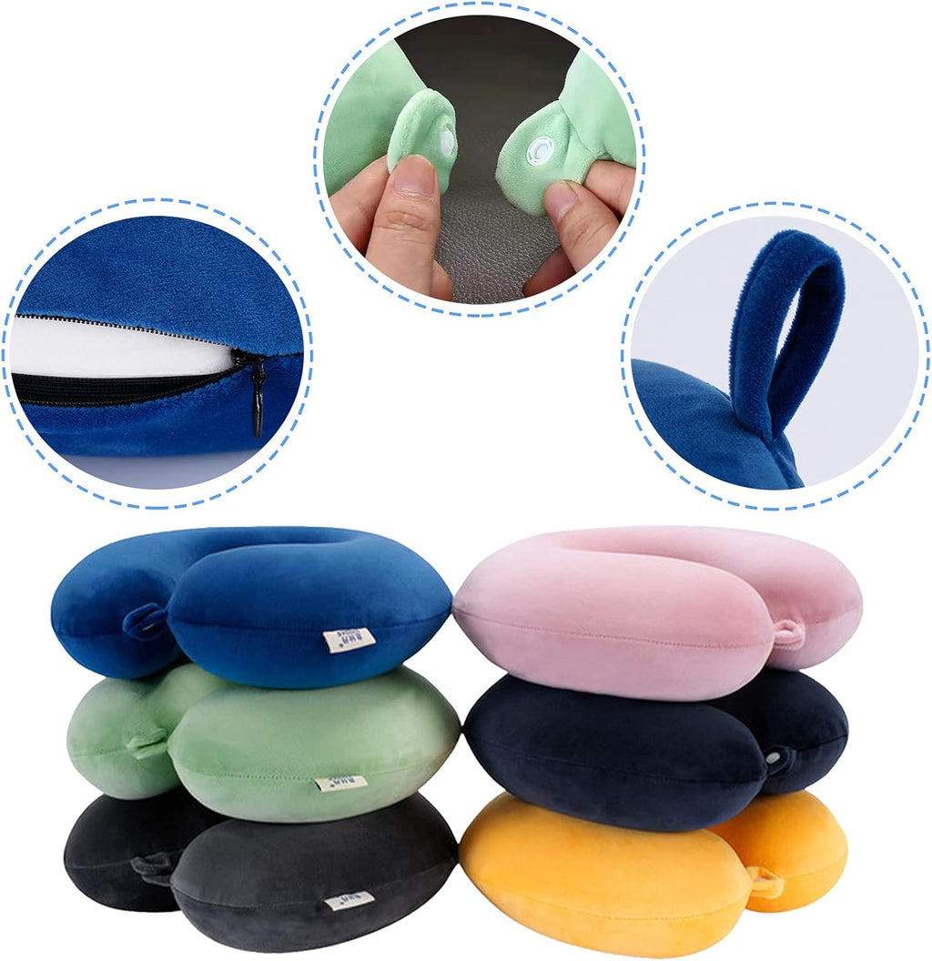 Neck Pillow for Traveling, Upgraded Travel Neck Pillow for Airplane 100% Pure Memory Foam Travel Pillow for Flight Headrest Sleep, Portable Plane Accessories