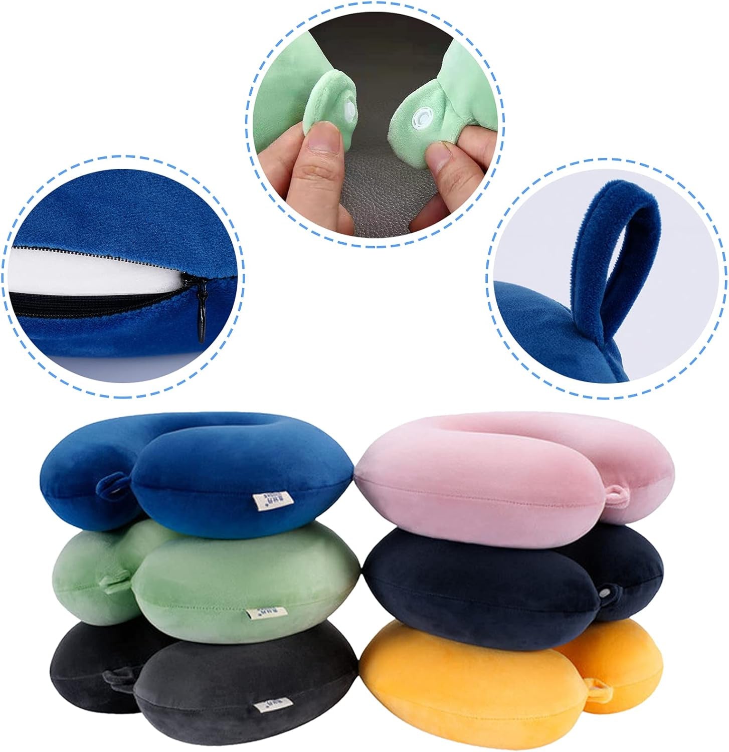 Neck Pillow for Traveling, Upgraded Travel Neck Pillow for Airplane 100% Pure Memory Foam Travel Pillow for Flight Headrest Sleep, Portable Plane Accessories