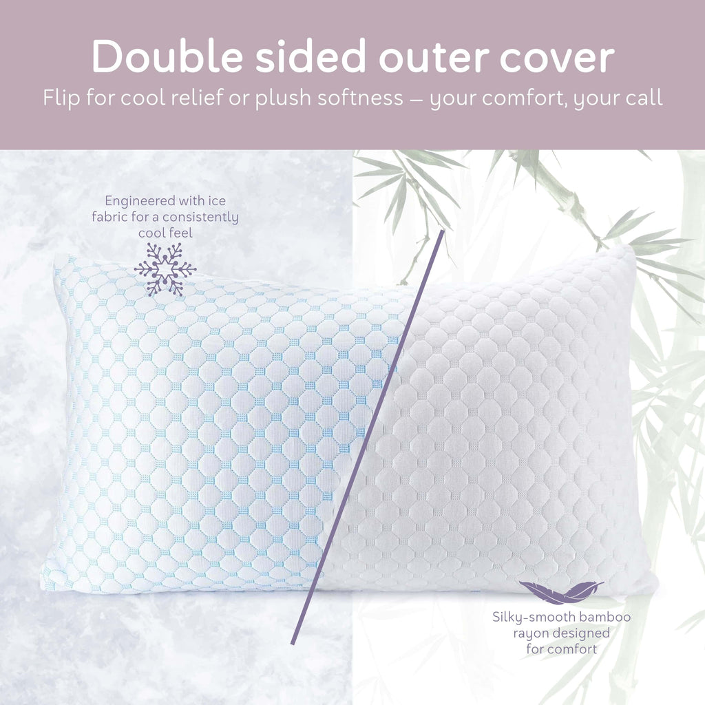 Virtu Temperature Queen Pillows, Regulating and Adjustable Memory Foam Cooling Bed Pillows Queen Size Pillows, 20" X 30"