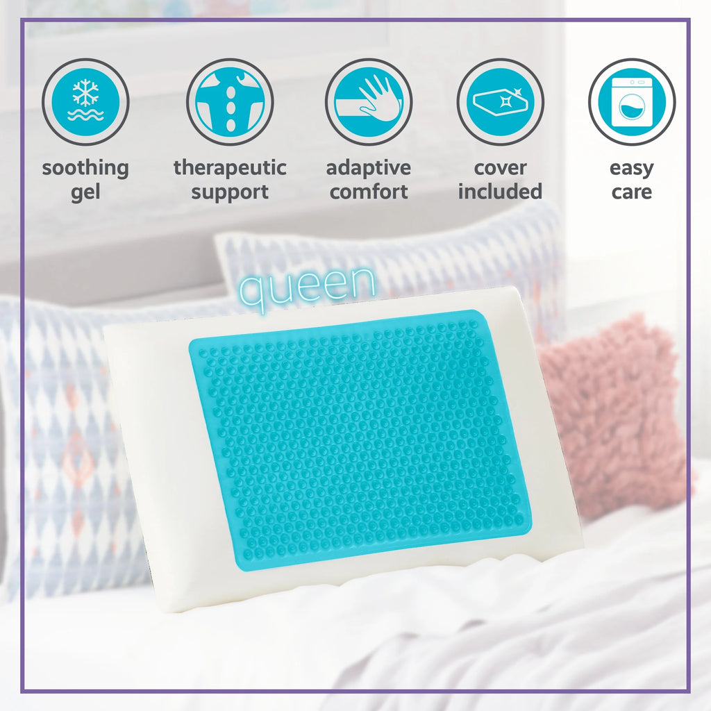 Originals Blue Bubble Gel + Memory Foam Cooling Bed Pillow, Queen Size