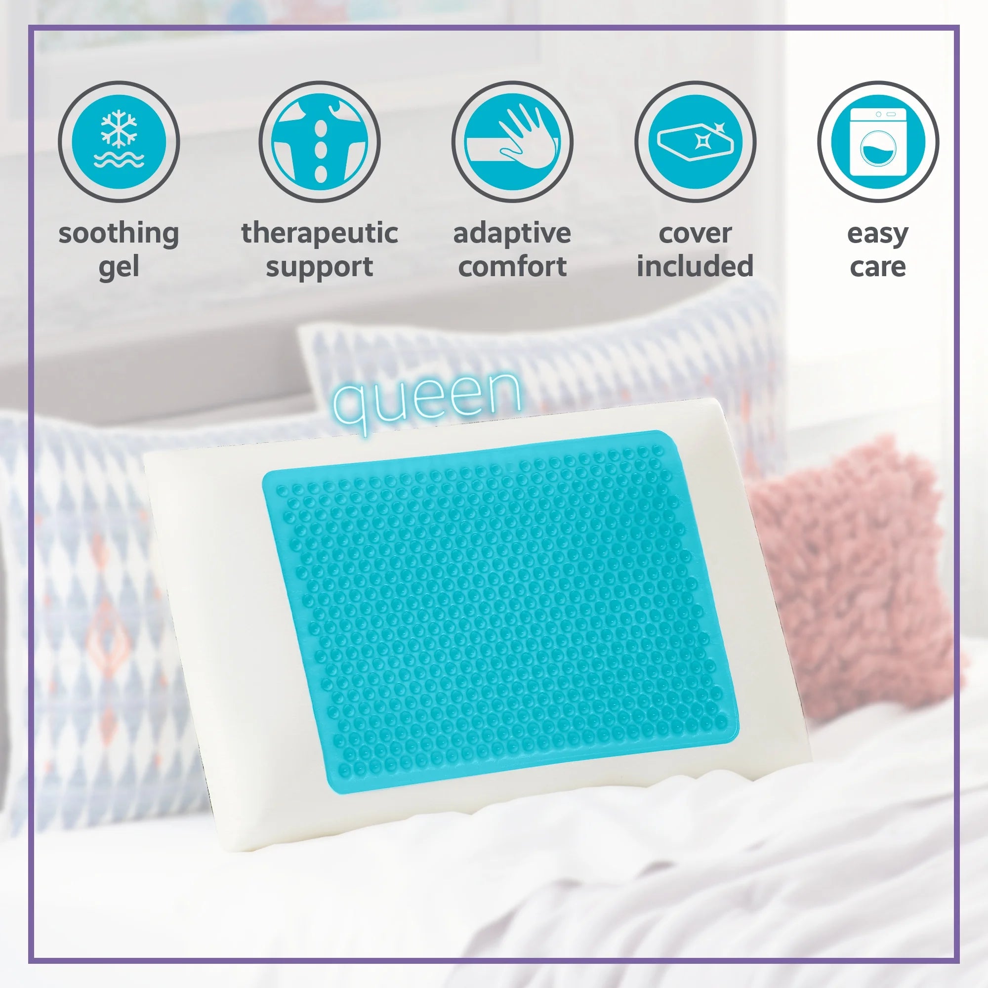 Originals Blue Bubble Gel + Memory Foam Cooling Bed Pillow, Queen Size