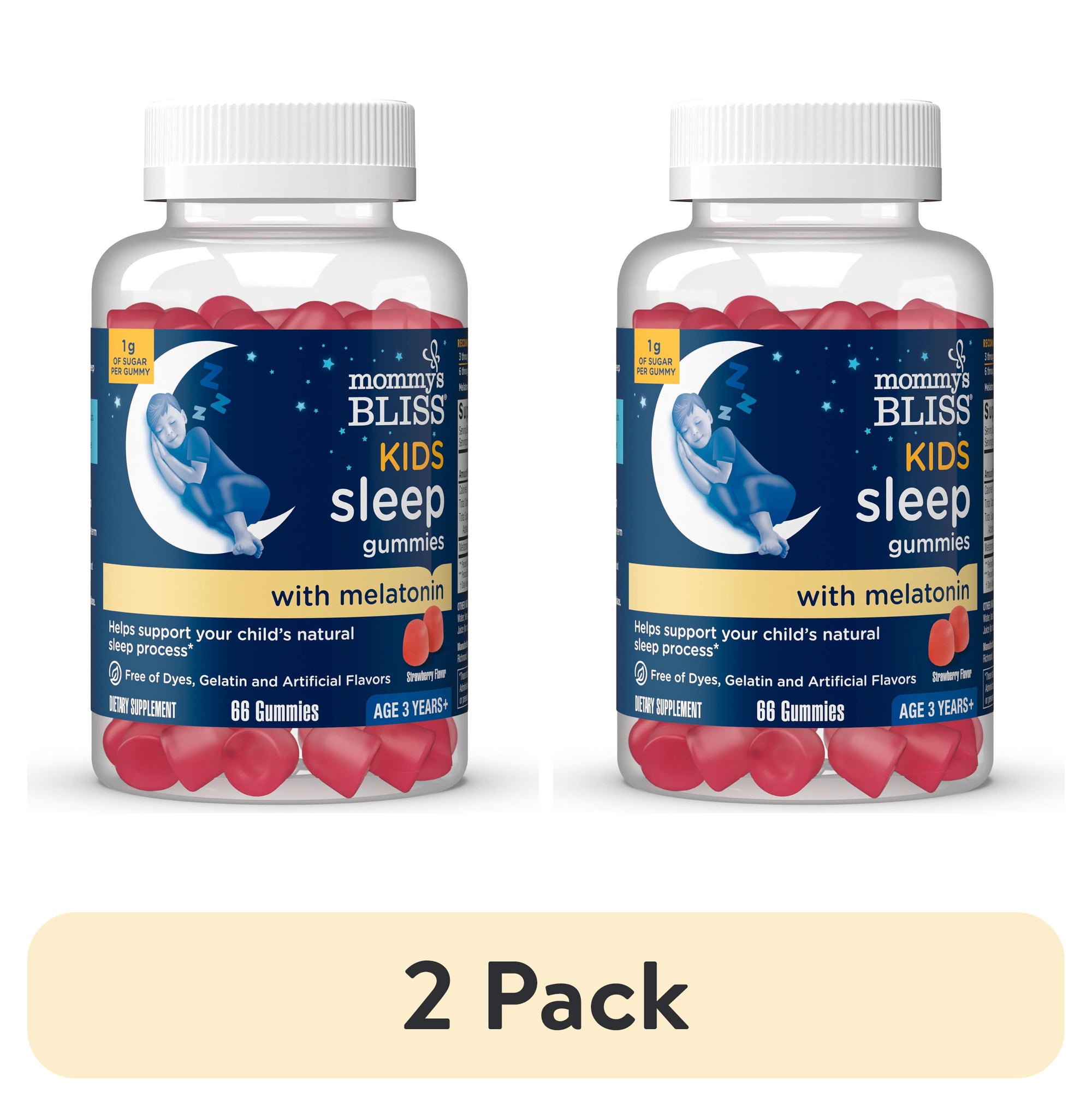 (2 Pack)  Kids Sleep Gummies, Dietary Supplement, Strawberry, 66 Count