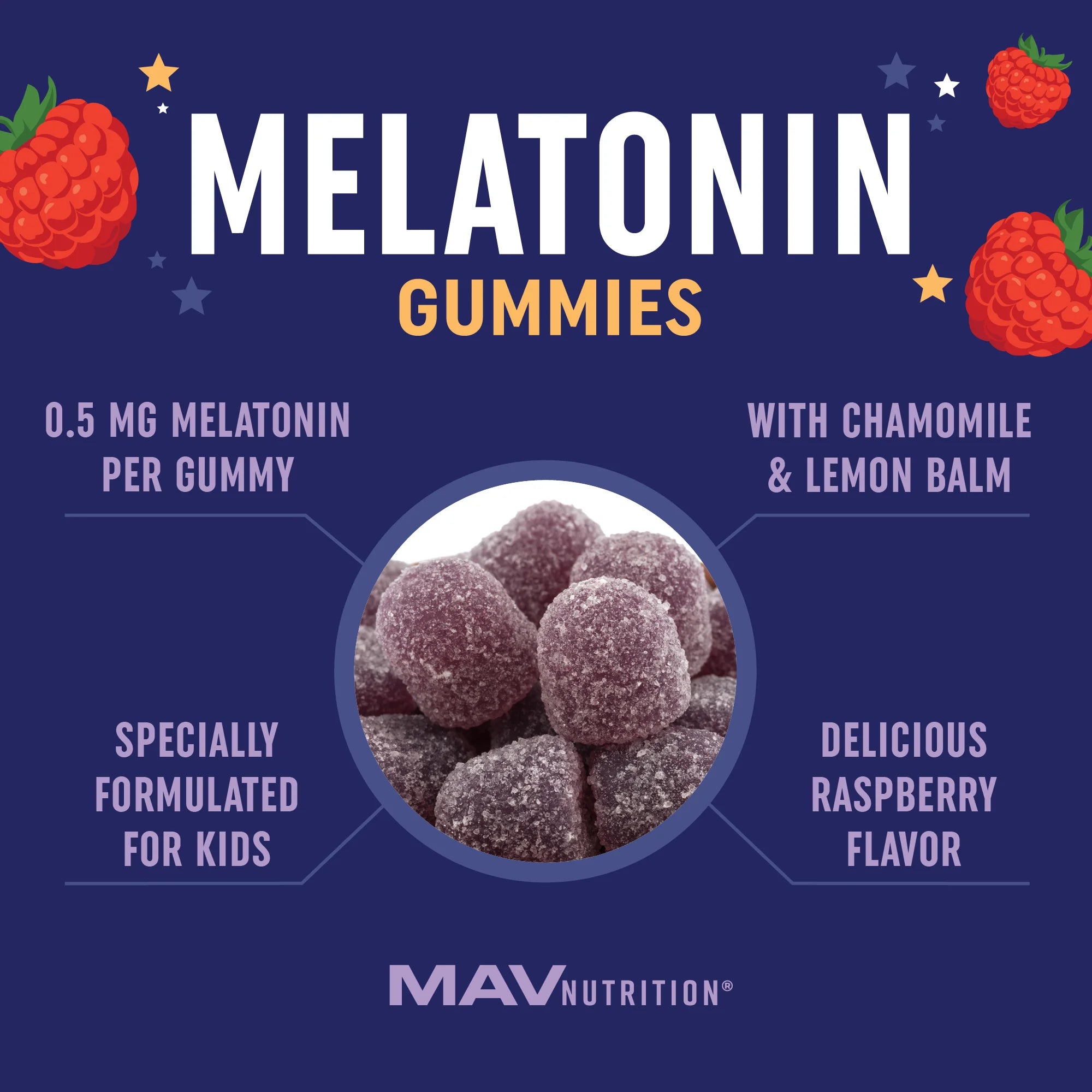 Melatonin Gummies for Kids | 0.5Mg per Gummy | Gentle Rest Support for Children Ages 2+ with Lemon Balm & Chamomile | Non-Gmo, Third-Party Tested | 60 Ct