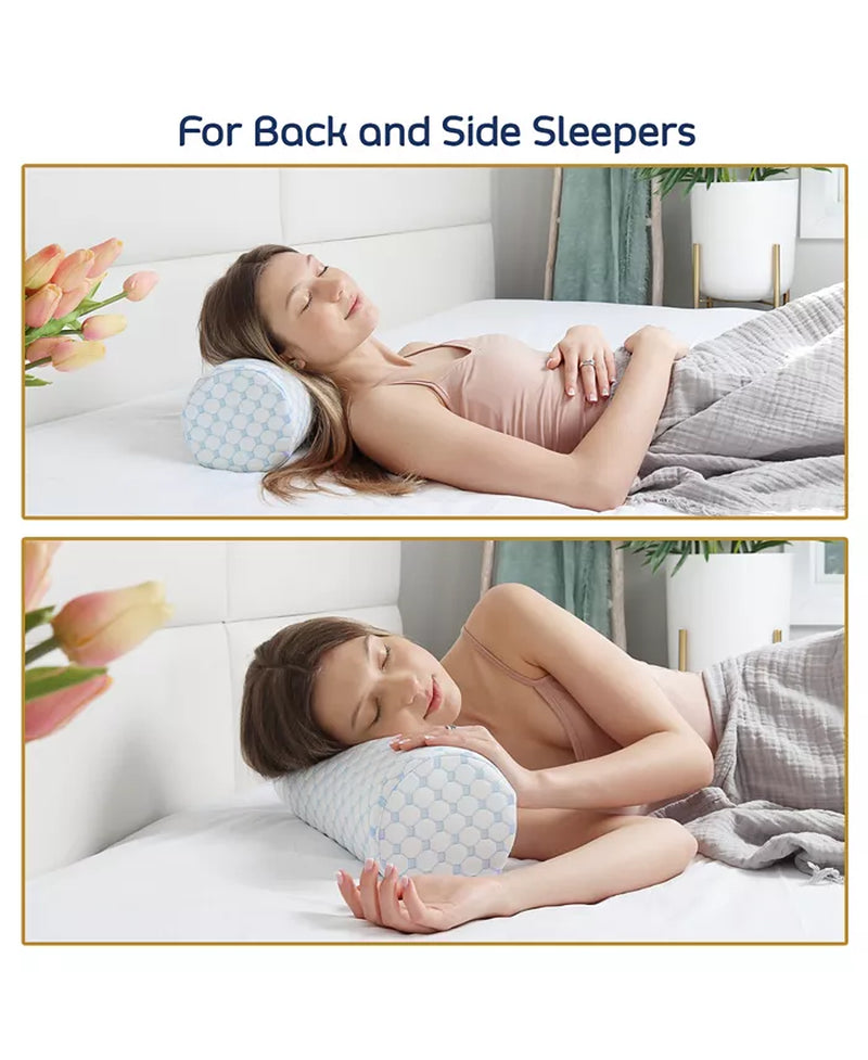 Memory Foam Neck Roll Bolster Cooling Cover Firm Density Pillow