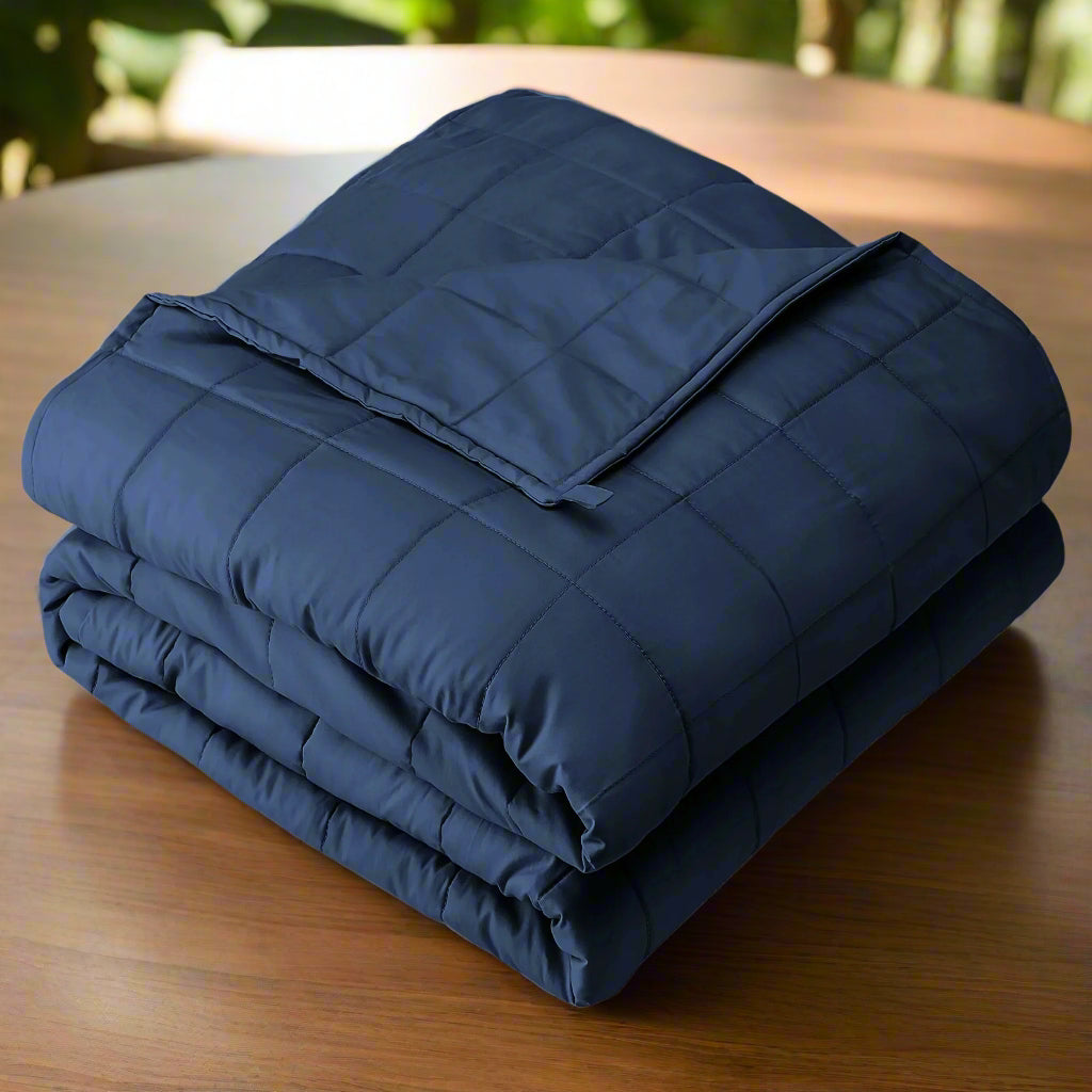 15 Lbs Weighted Blanket for Adults and Kids - 48" X 72" - 210Tc Twill Cotton, Dark Blue