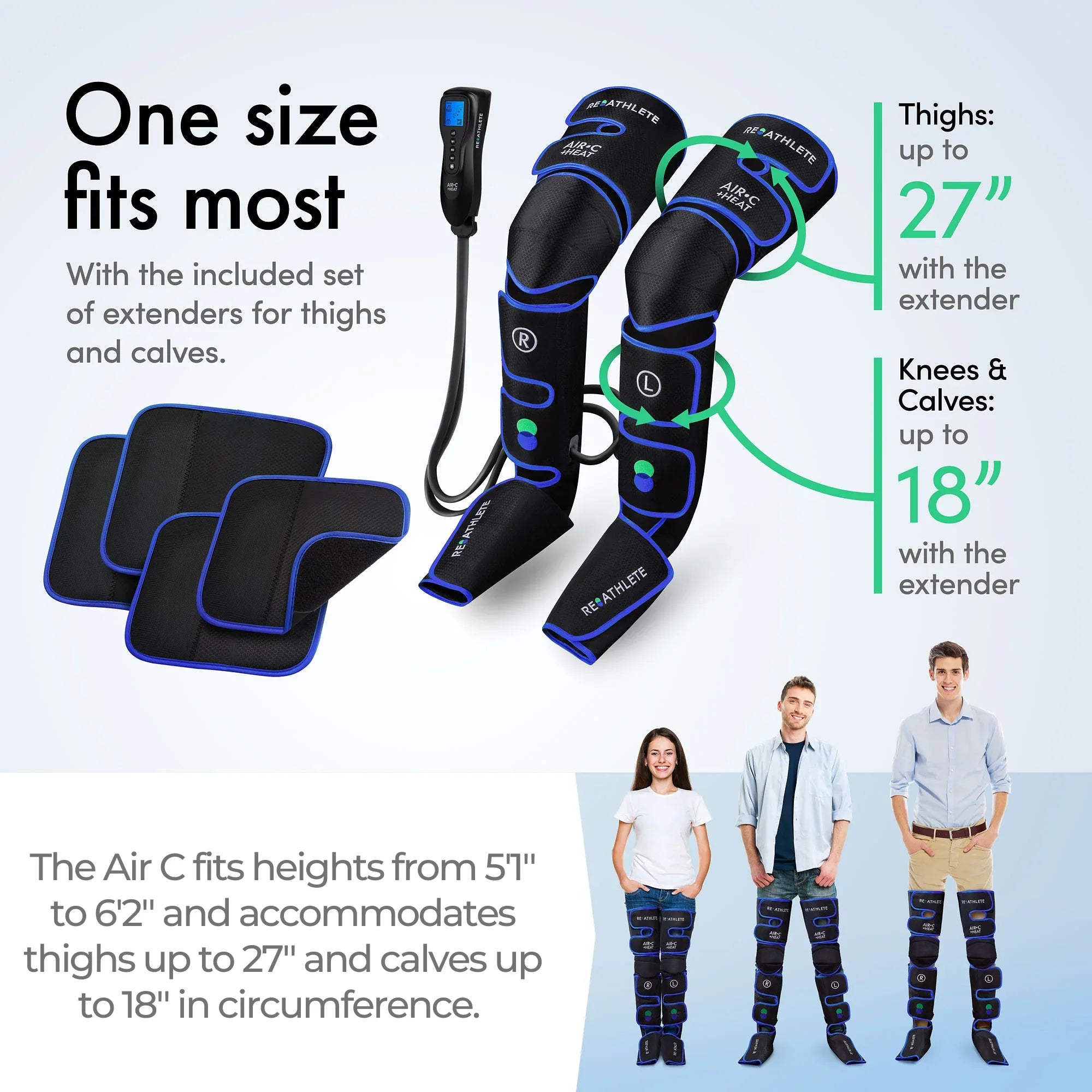 AIR-C Full Leg Massager for Circulation and Pain Relief Compression Thigh, Calf, Foot Massager
