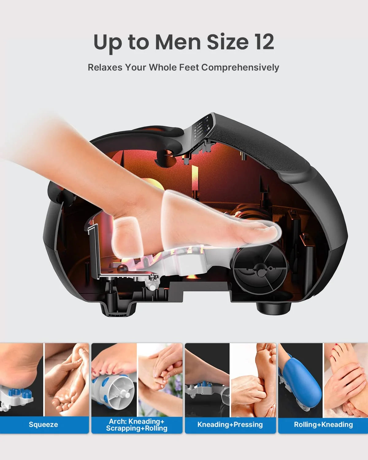 Foot Massager Machine with Heat, Shiatsu Deep Kneading, Birthday Gifts for Mom Dad Men,Fit’S Feet up to Men Size 12 Remote Control