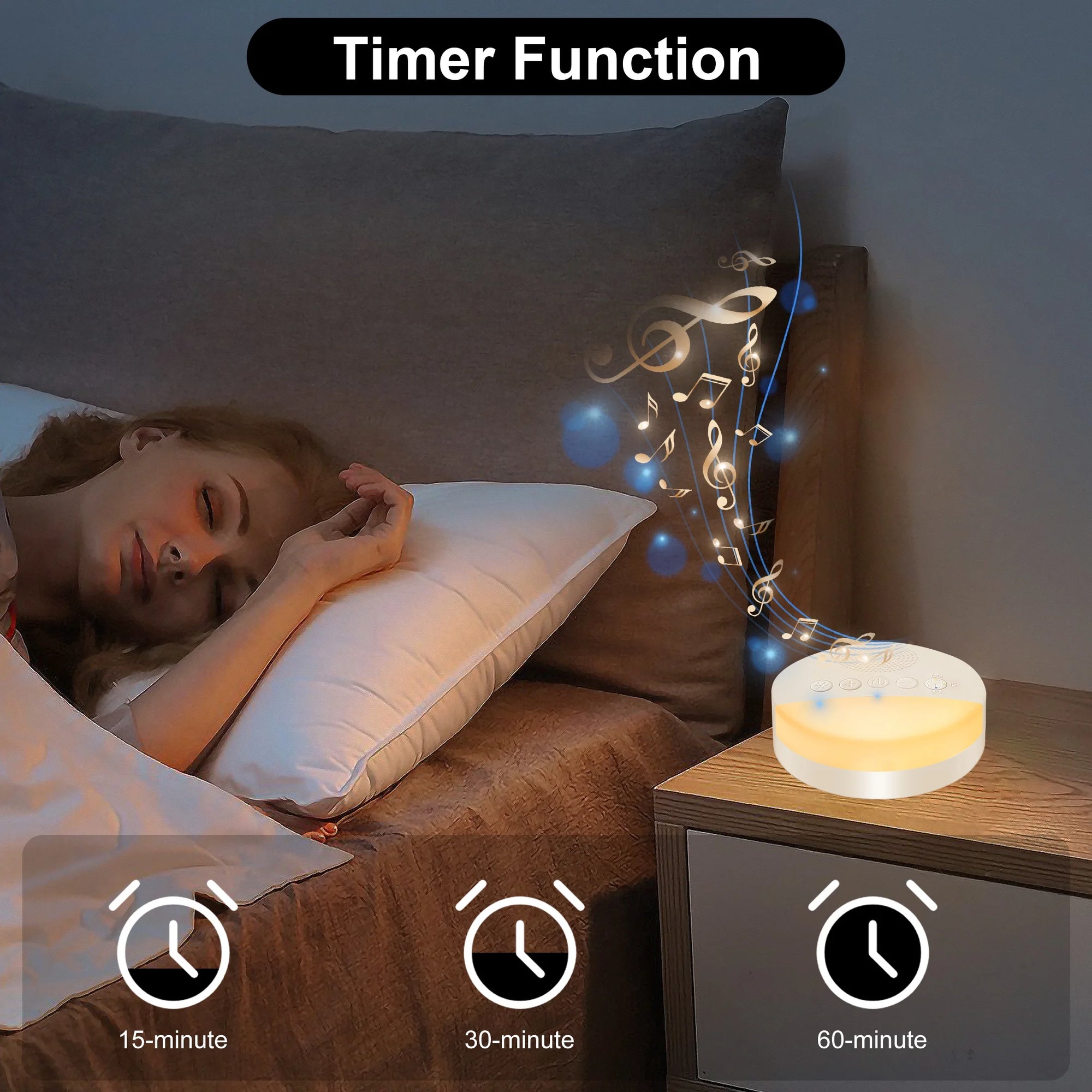 White Noise Machine for Sleeping, Soothing Night Light Machine, 20 Soothing Sounds, Timer and Memory Function