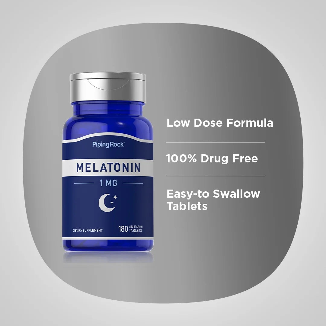 Melatonin 1 Mg | 180 Tablets | Gluten Free, Non-Gmo | by
