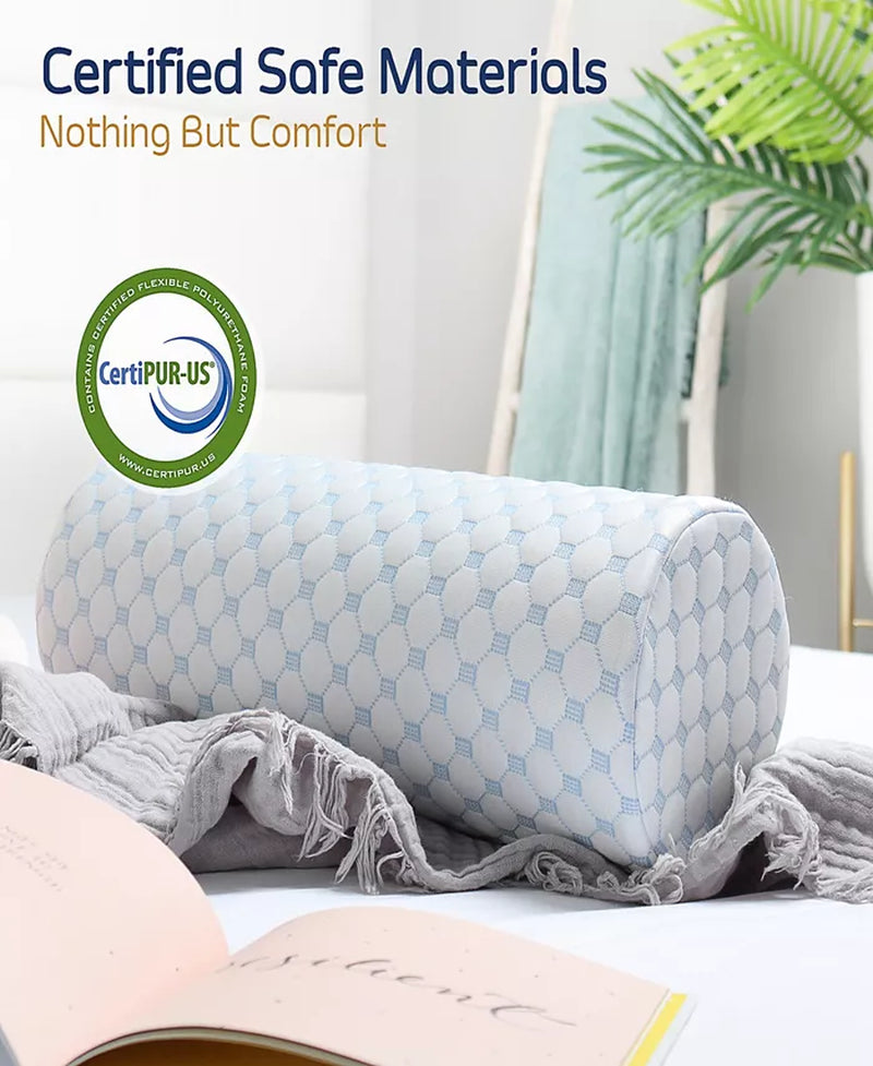 Memory Foam Neck Roll Bolster Cooling Cover Firm Density Pillow