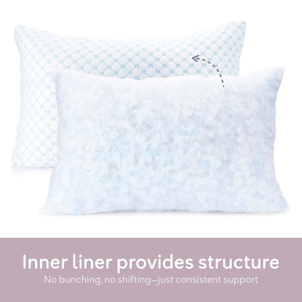 Virtu Temperature Queen Pillows, Regulating and Adjustable Memory Foam Cooling Bed Pillows Queen Size Pillows, 20" X 30"