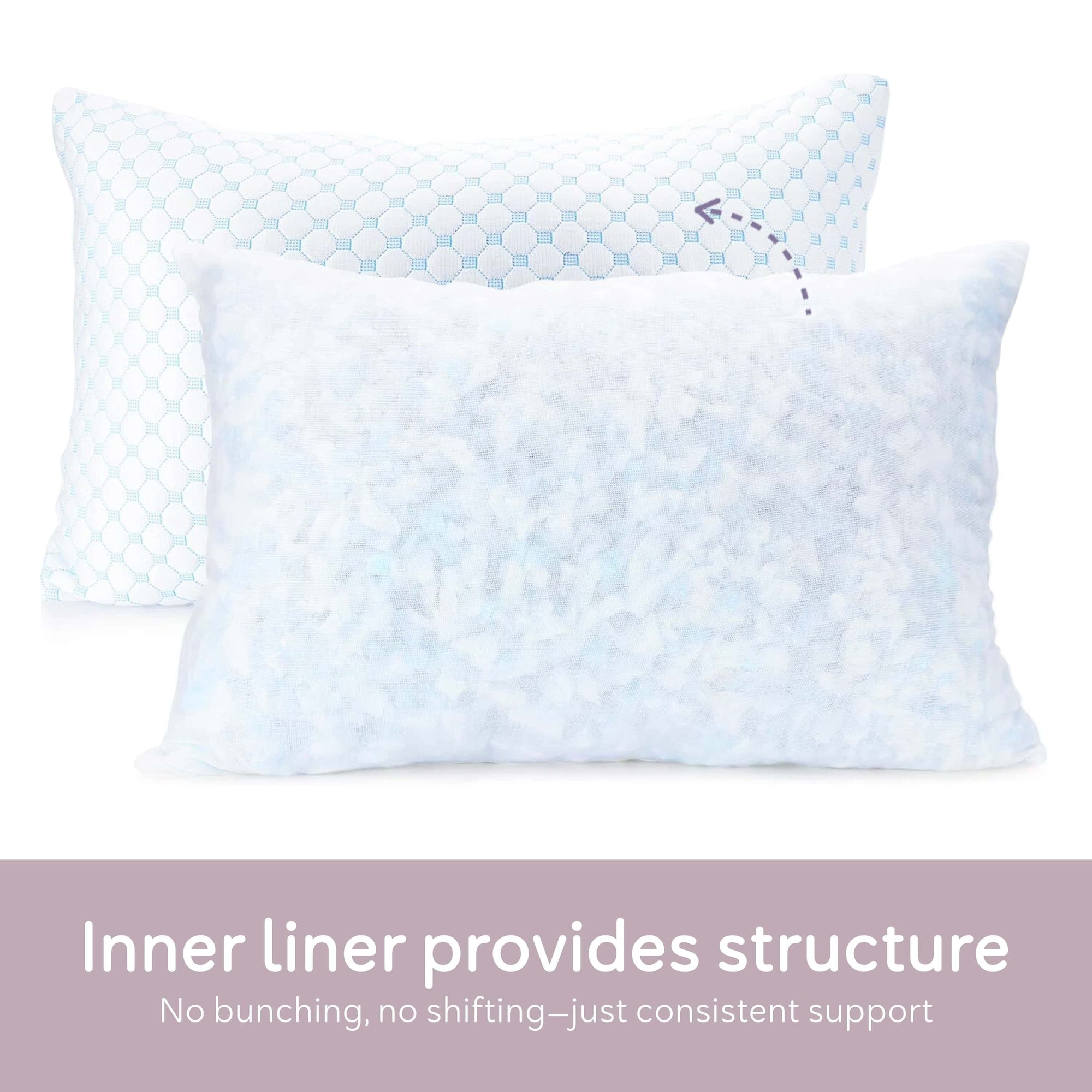 Virtu Temperature Queen Pillows, Regulating and Adjustable Memory Foam Cooling Bed Pillows Queen Size Pillows, 20" X 30"