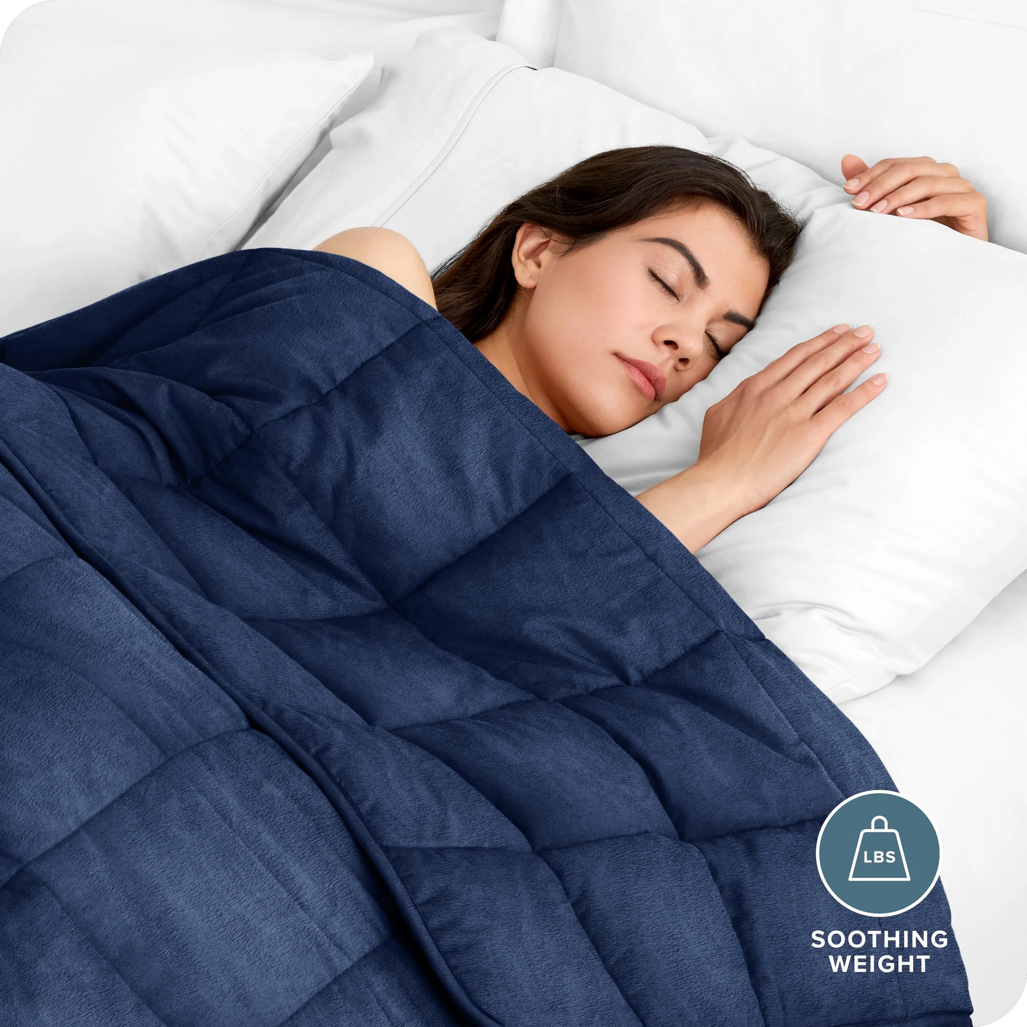 25 Lbs Weighted Blanket for Adults - 80" X 87" - Minky Fleece, Dark Blue