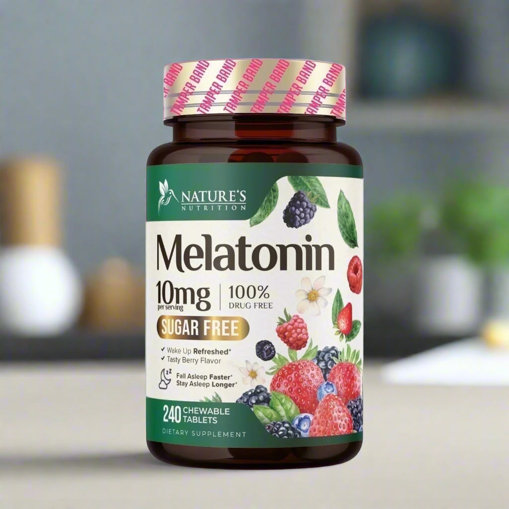 Melatonin 10Mg Tablets, Fast Dissolve, Extra Strength - Sugar Free Sleep Support for Adults - Strawberry Flavored Dietary Supplement for Natural Sleep Support - 240 Melatonin Tablets, 120 Day Supply