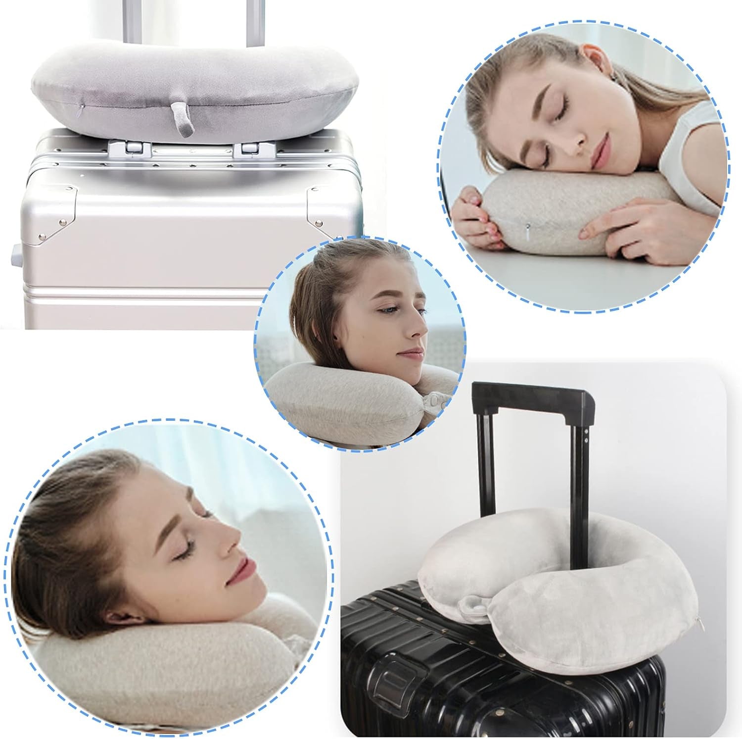 Neck Pillow for Traveling, Upgraded Travel Neck Pillow for Airplane 100% Pure Memory Foam Travel Pillow for Flight Headrest Sleep, Portable Plane Accessories