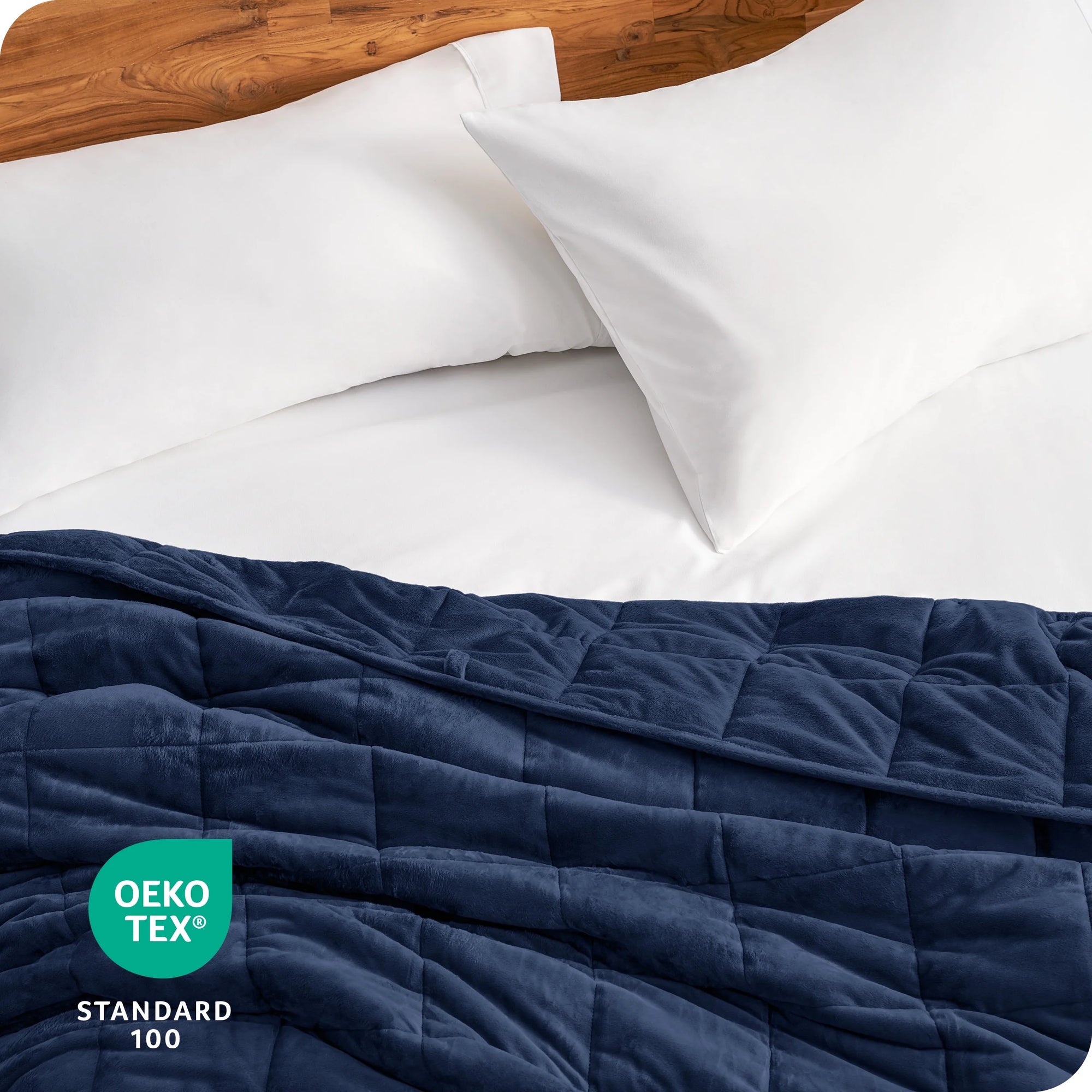 25 Lbs Weighted Blanket for Adults - 80" X 87" - Minky Fleece, Dark Blue