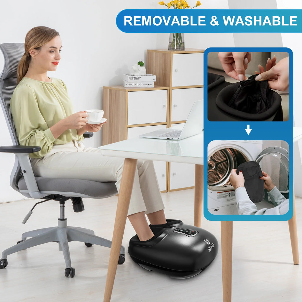 Shiatsu Foot Massager with Heat Deep Kneading Feet Massage Machine for Plantar Fasciitis Blood Circulation Size up to 13-Black