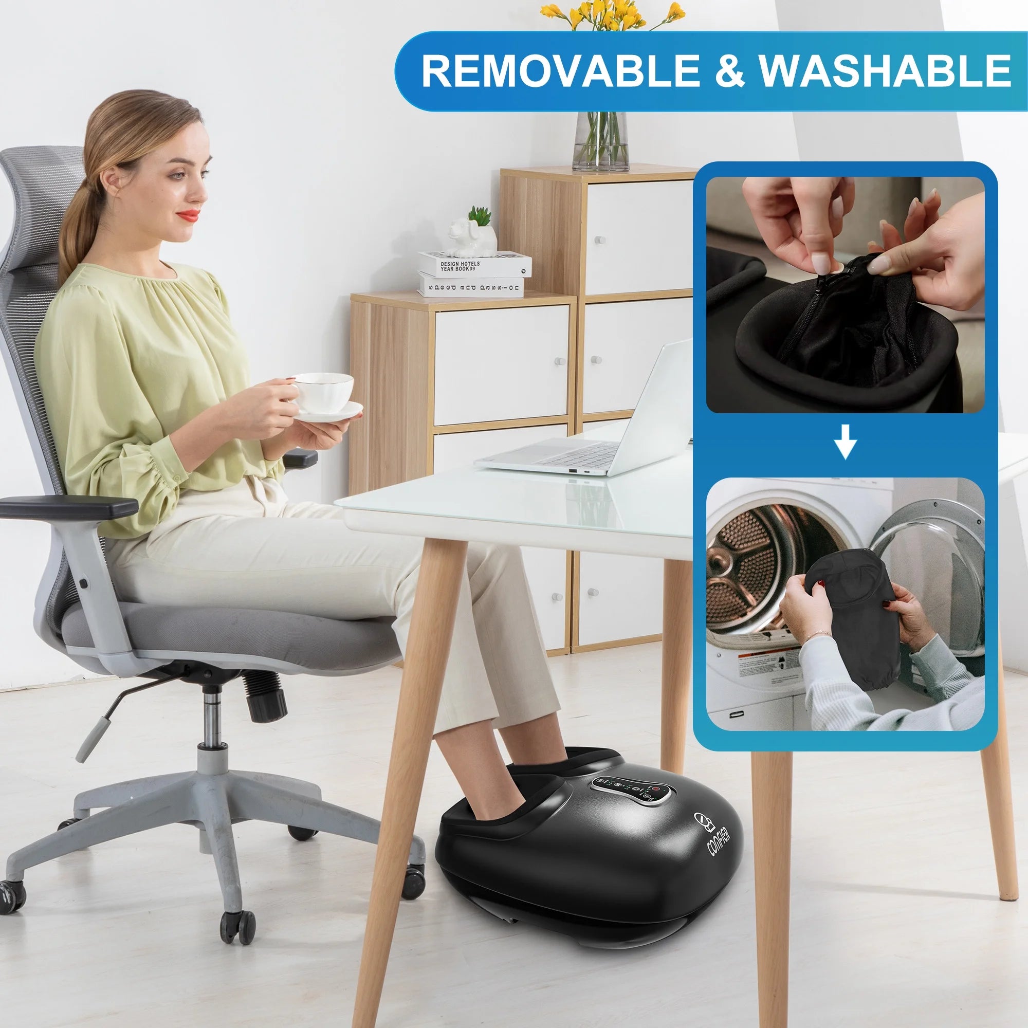 Shiatsu Foot Massager with Heat Deep Kneading Feet Massage Machine for Plantar Fasciitis Blood Circulation Size up to 13-Black