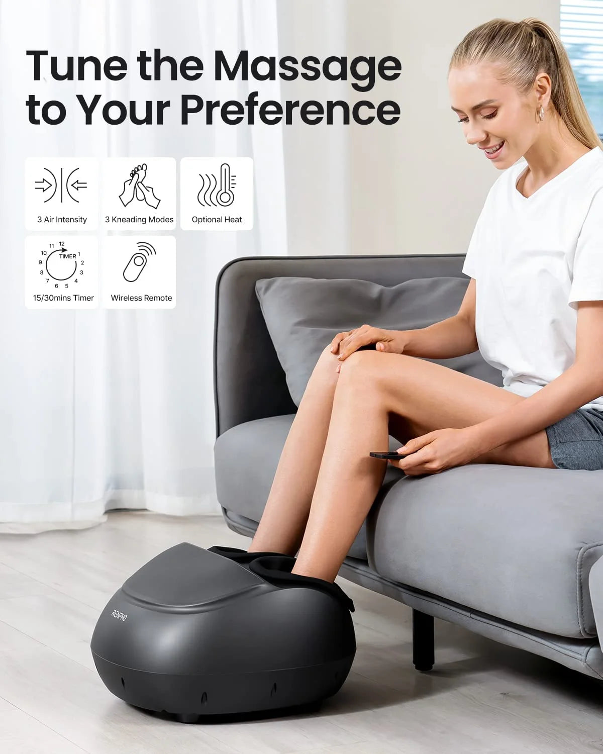 Foot Massager Machine with Heat, Shiatsu Deep Kneading, Birthday Gifts for Mom Dad Men,Fit’S Feet up to Men Size 12 Remote Control