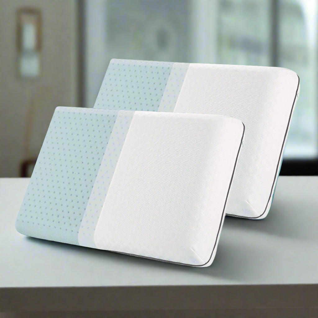 Cooling Gel Memory Foam Pillow, Standard Size Neck Support, 25"X16", 2-Pack