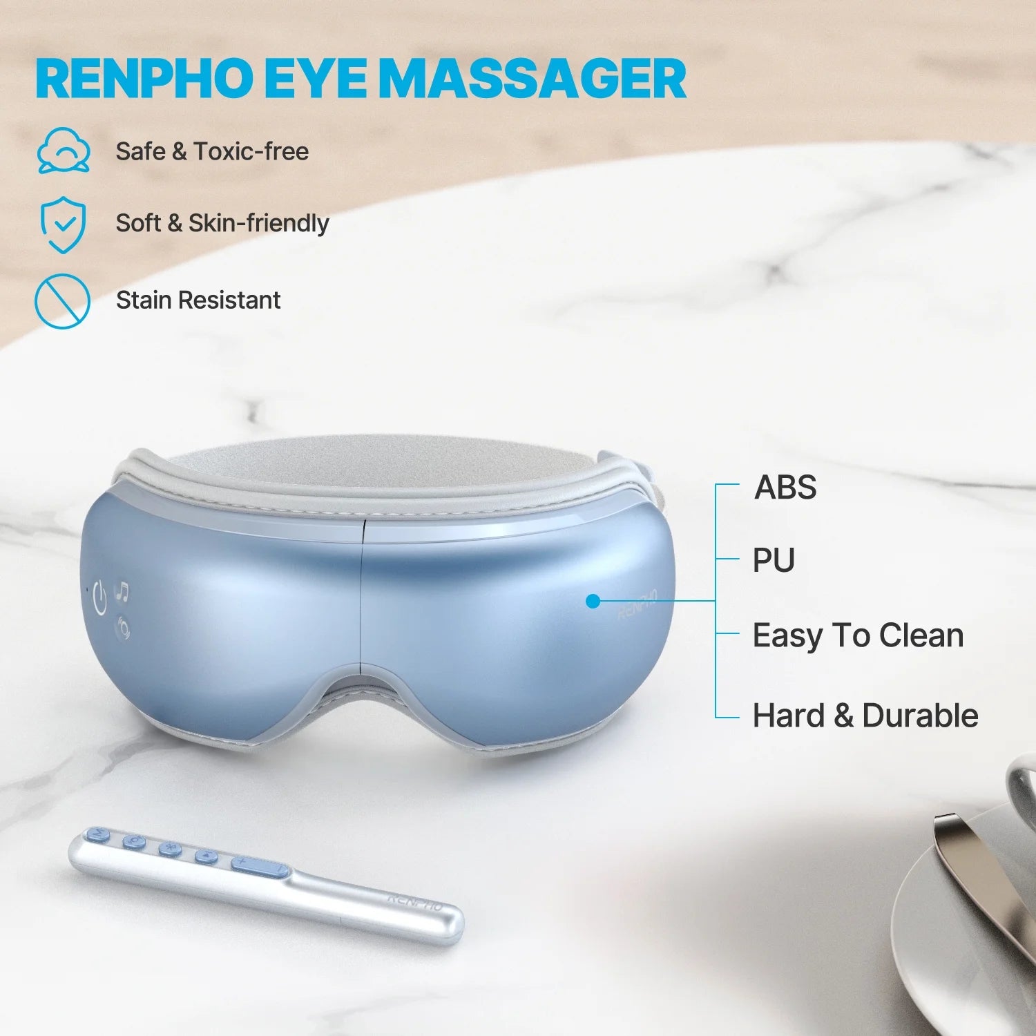 Eyeris1 Temple Massager with Heat Bluetooth Music for Eye Relaxing, with Remote Control