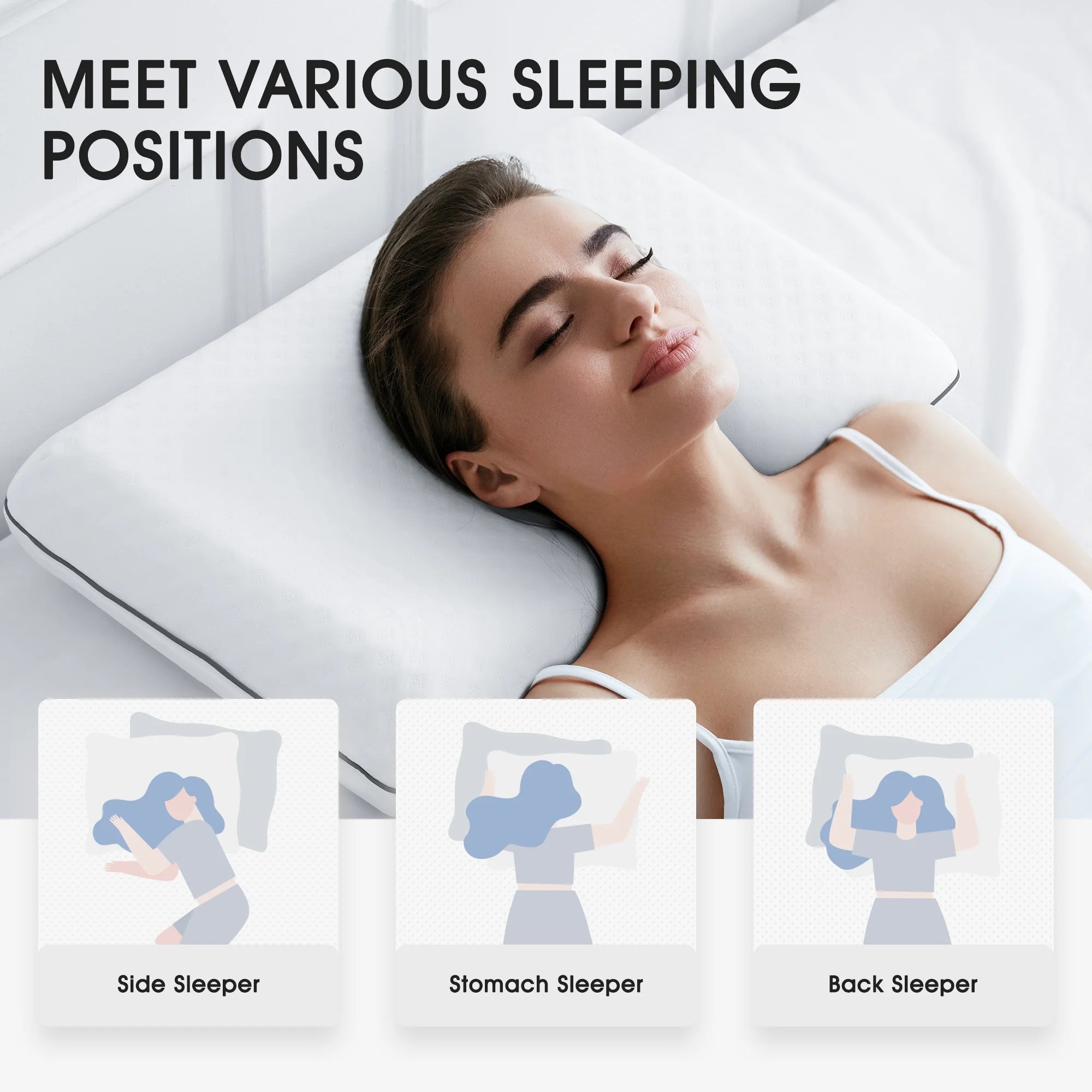 Cooling Gel Memory Foam Pillow, Standard Size Neck Support, 25"X16", 2-Pack