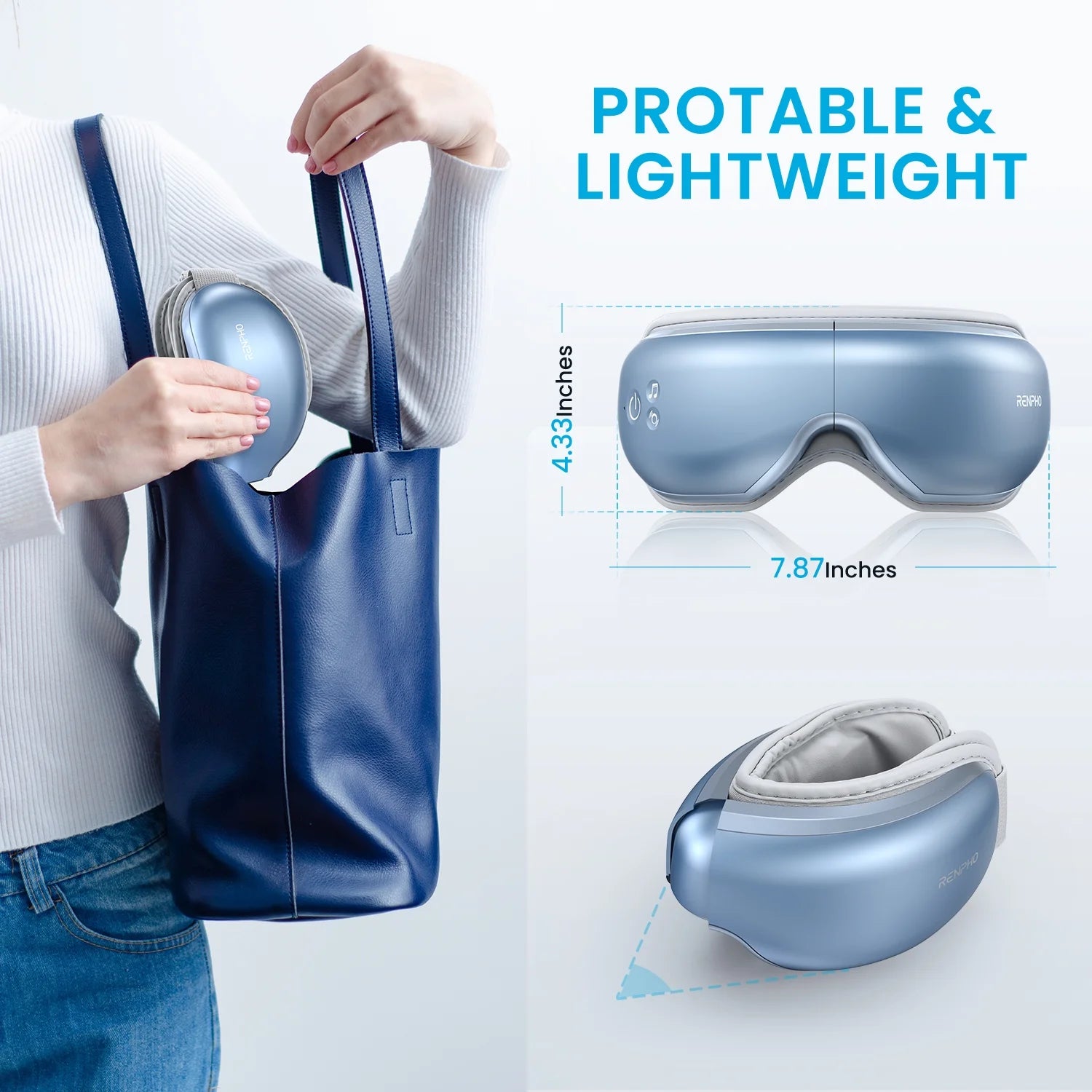 Eyeris1 Temple Massager with Heat Bluetooth Music for Eye Relaxing, with Remote Control