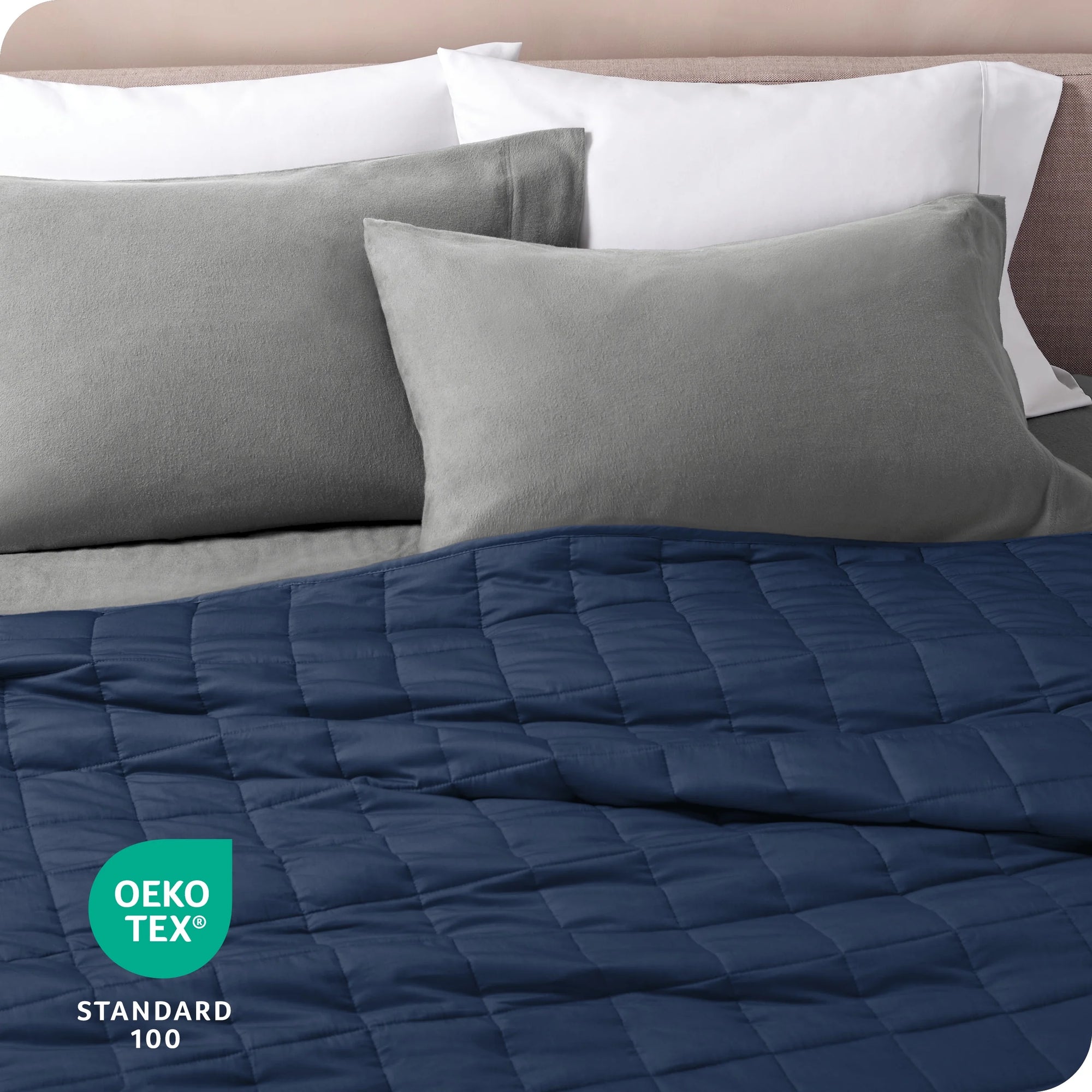 15 Lbs Weighted Blanket for Adults and Kids - 48" X 72" - 210Tc Twill Cotton, Dark Blue