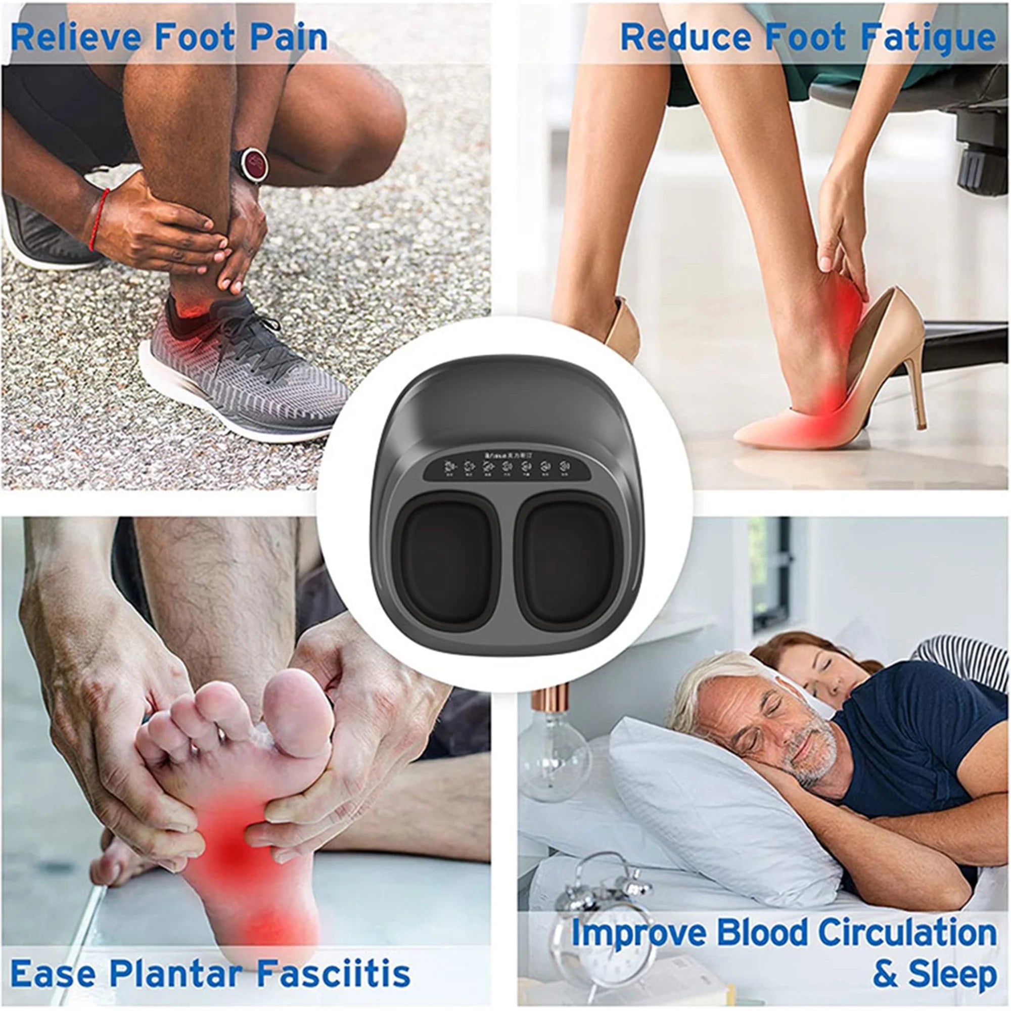 Foot Massager Machine with Heat and Remote, Shiatsu Deep Kneading, Compression, Multi-Massage Modes, Auto-Off Timers, for Plantar Fasciitis, Neuropathy Pain, Relax for Home or Office