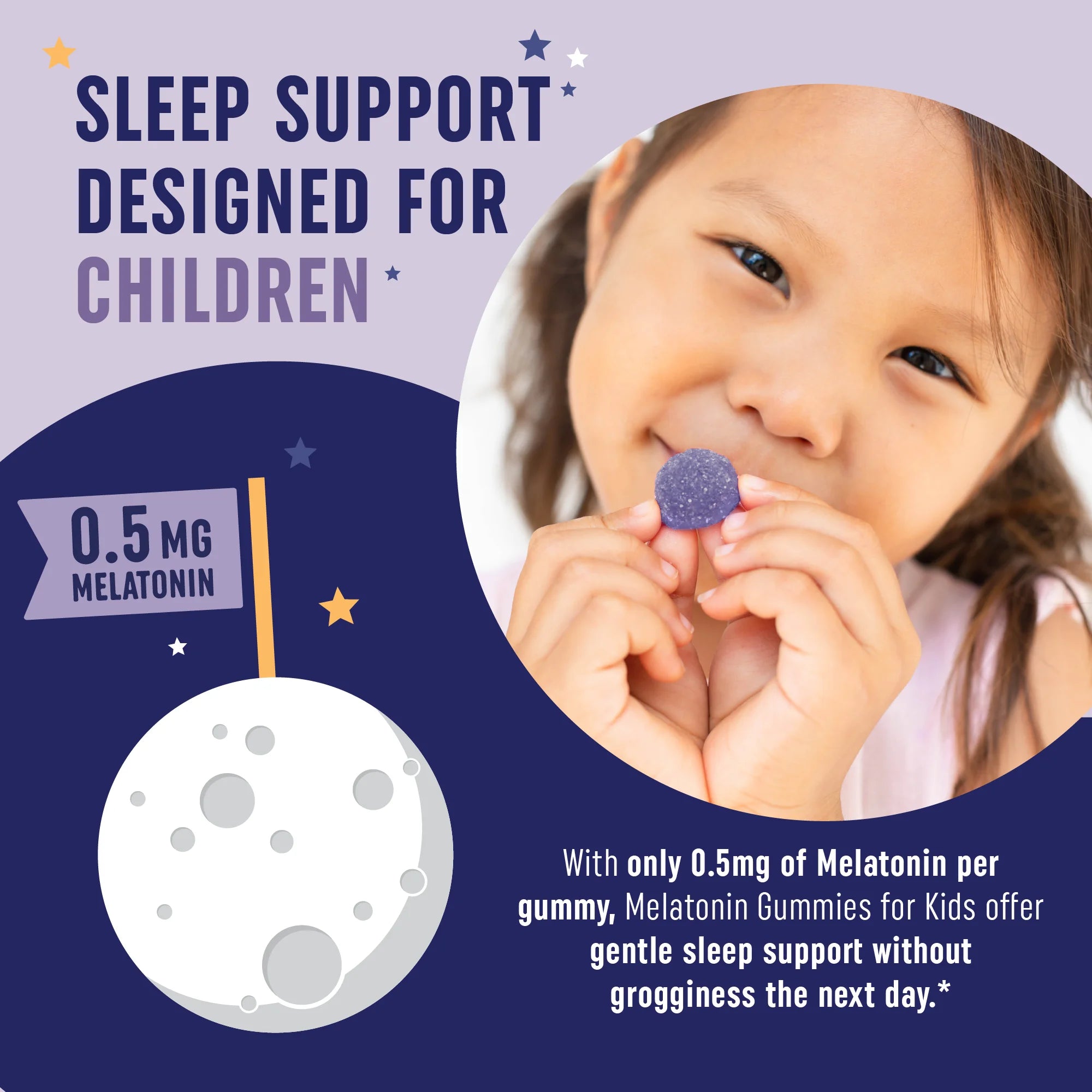 Melatonin Gummies for Kids | 0.5Mg per Gummy | Gentle Rest Support for Children Ages 2+ with Lemon Balm & Chamomile | Non-Gmo, Third-Party Tested | 60 Ct