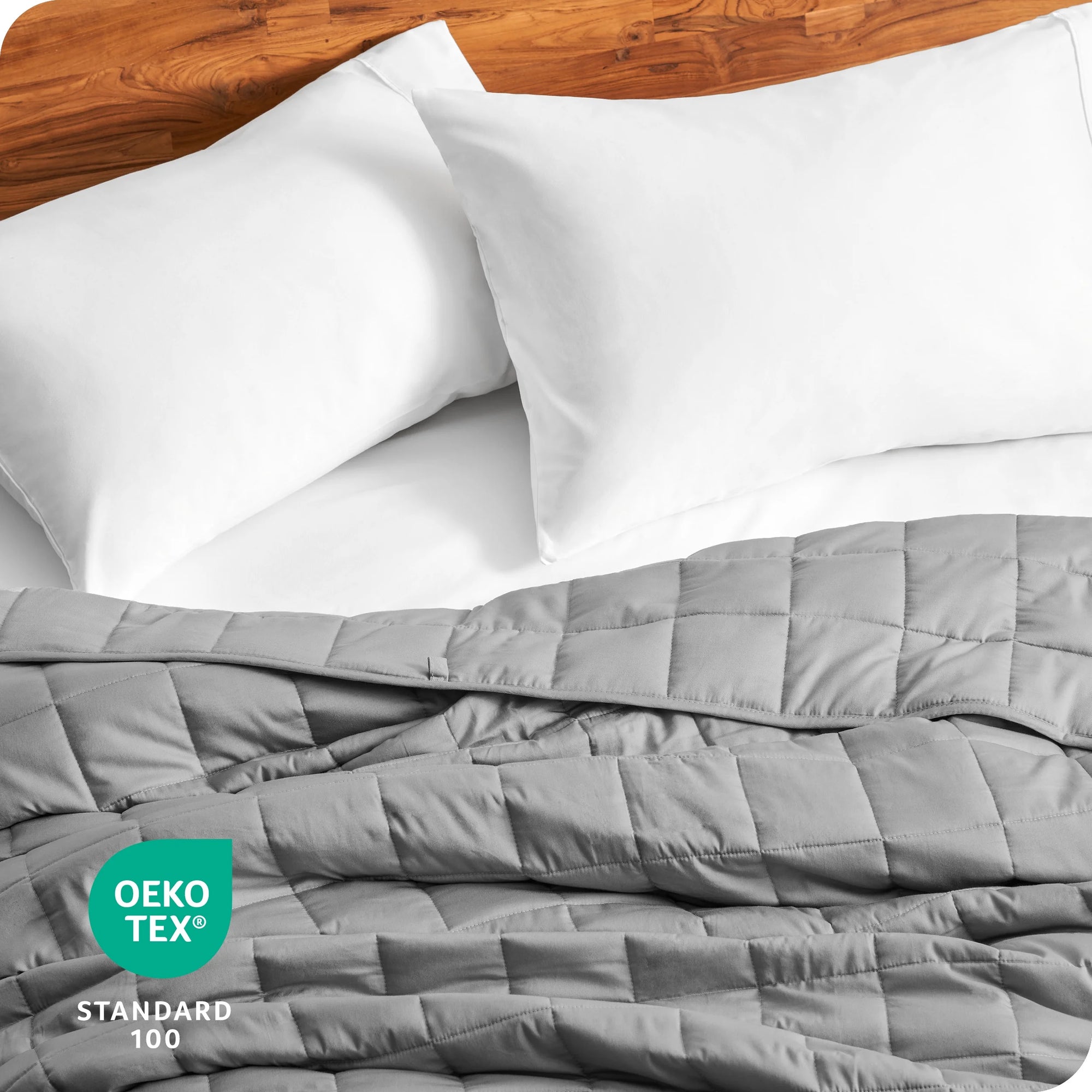 17 Lbs Weighted Blanket for Adults - 60" X 80" - 210Tc Twill Cotton, Light Gray