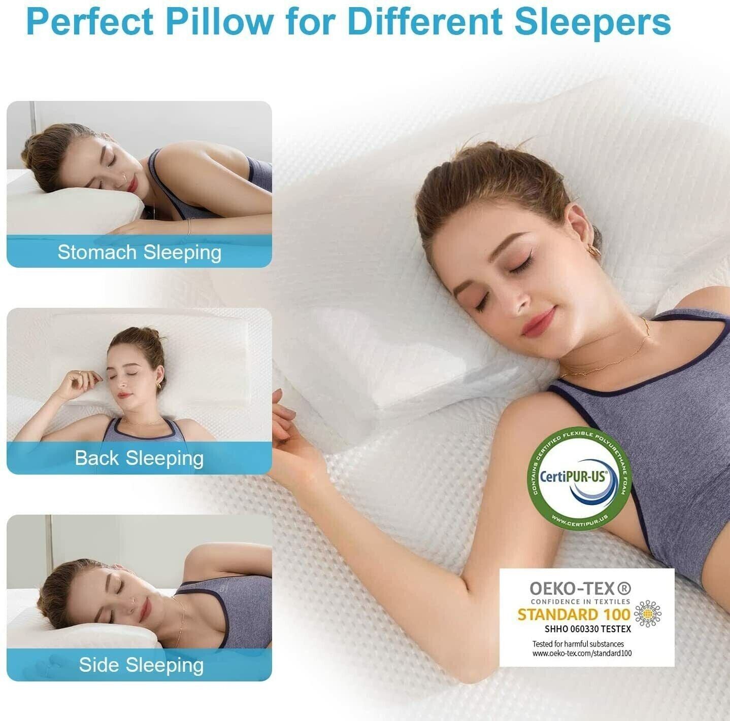 Cervical Memory Foam Pillow, Orthopedic Pillows for Neck Pain, Ergonomic