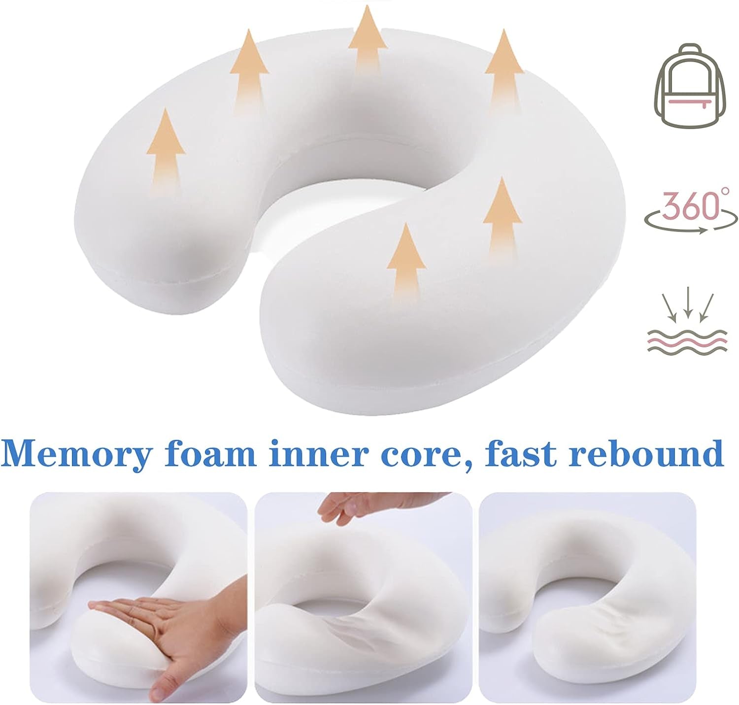 Neck Pillow for Traveling, Upgraded Travel Neck Pillow for Airplane 100% Pure Memory Foam Travel Pillow for Flight Headrest Sleep, Portable Plane Accessories