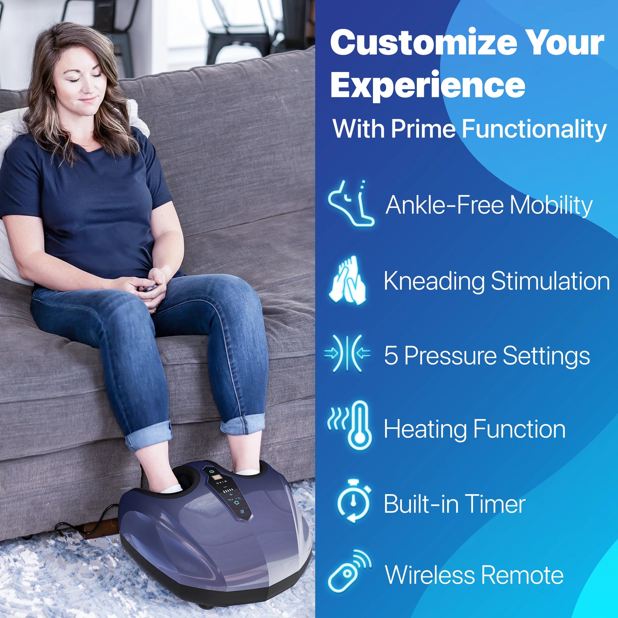 Shiatsu Foot Massager - Deep Kneading, Air Compression, Heat Therapy, Touchscreen, 2 Wireless Remotes, Fits up to Men'S Size 12
