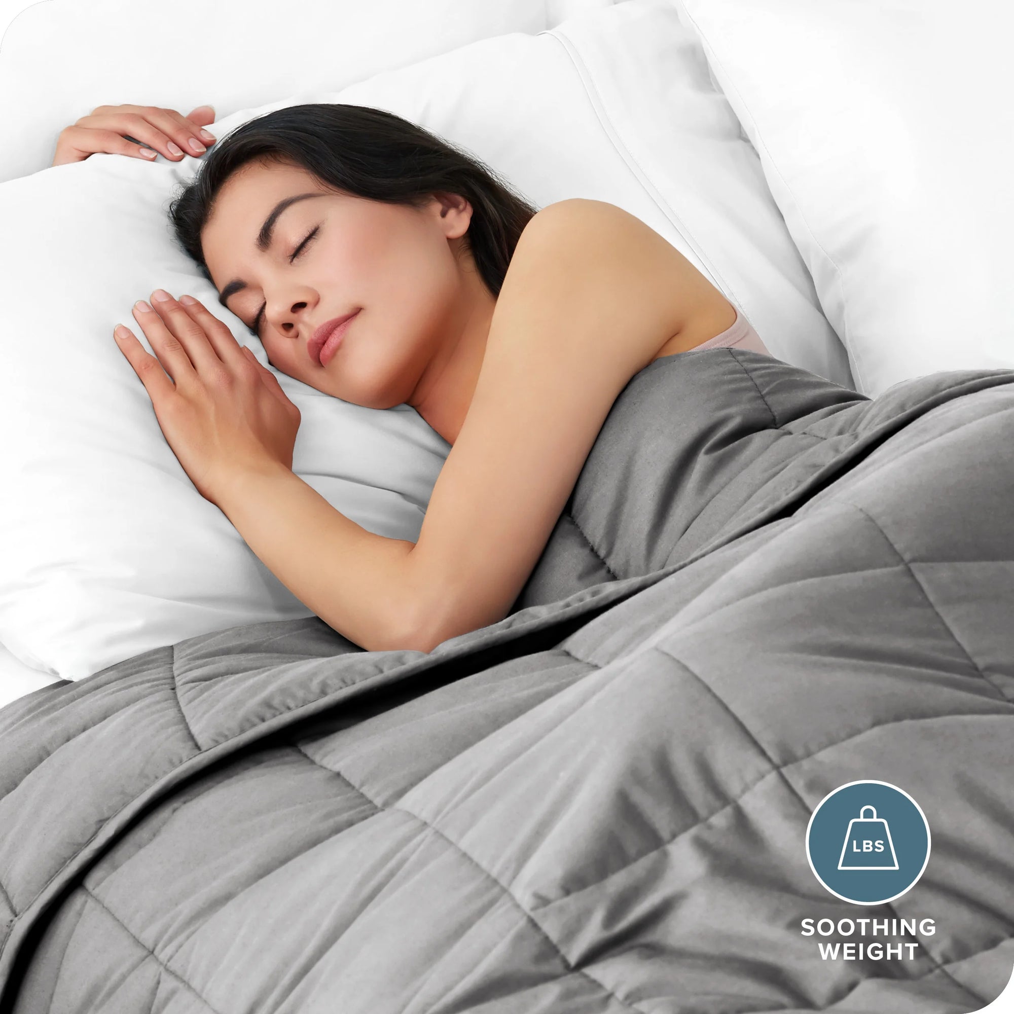 17 Lbs Weighted Blanket for Adults - 60" X 80" - 210Tc Twill Cotton, Light Gray