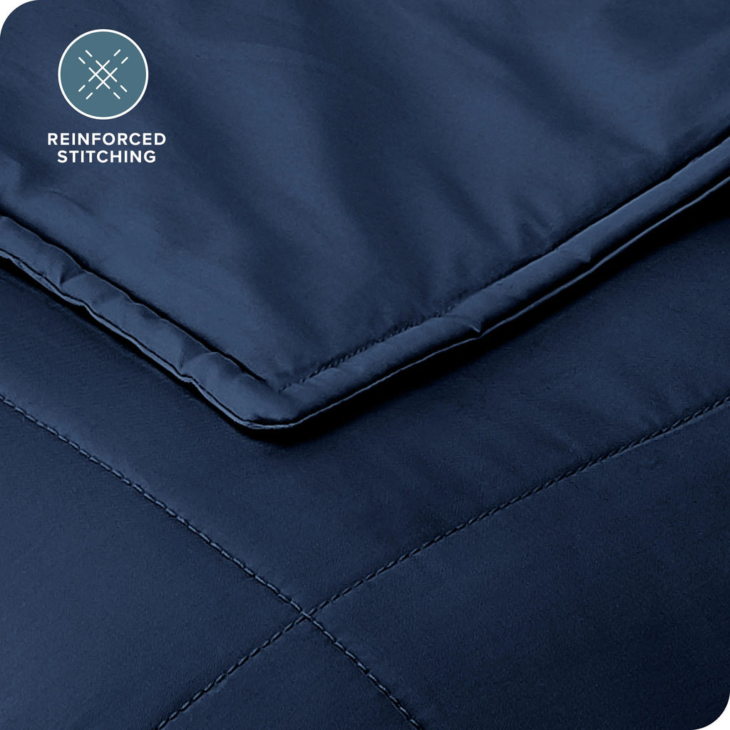 15 Lbs Weighted Blanket for Adults and Kids - 48" X 72" - 210Tc Twill Cotton, Dark Blue