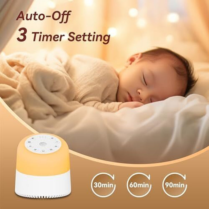 White Noise Machine with 32 Soothing Sounds, 9 Colors Night Lights, Auto-Off