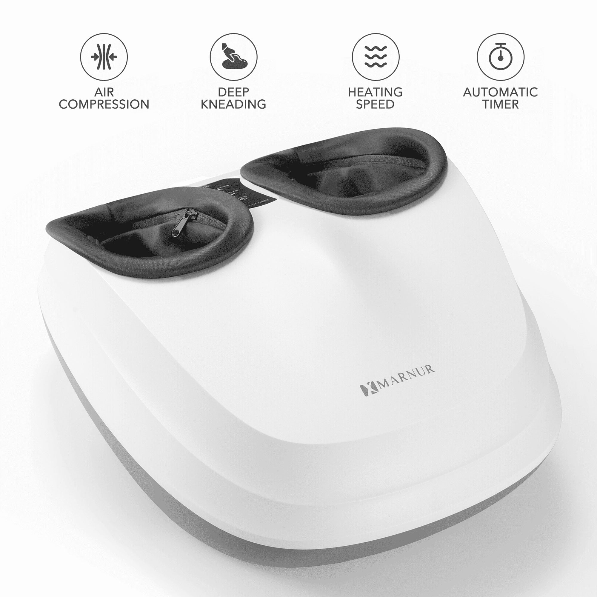 Shiatsu Foot Massager with Heat, Air Compression, Deep Kneading Massage up to Size 12, White