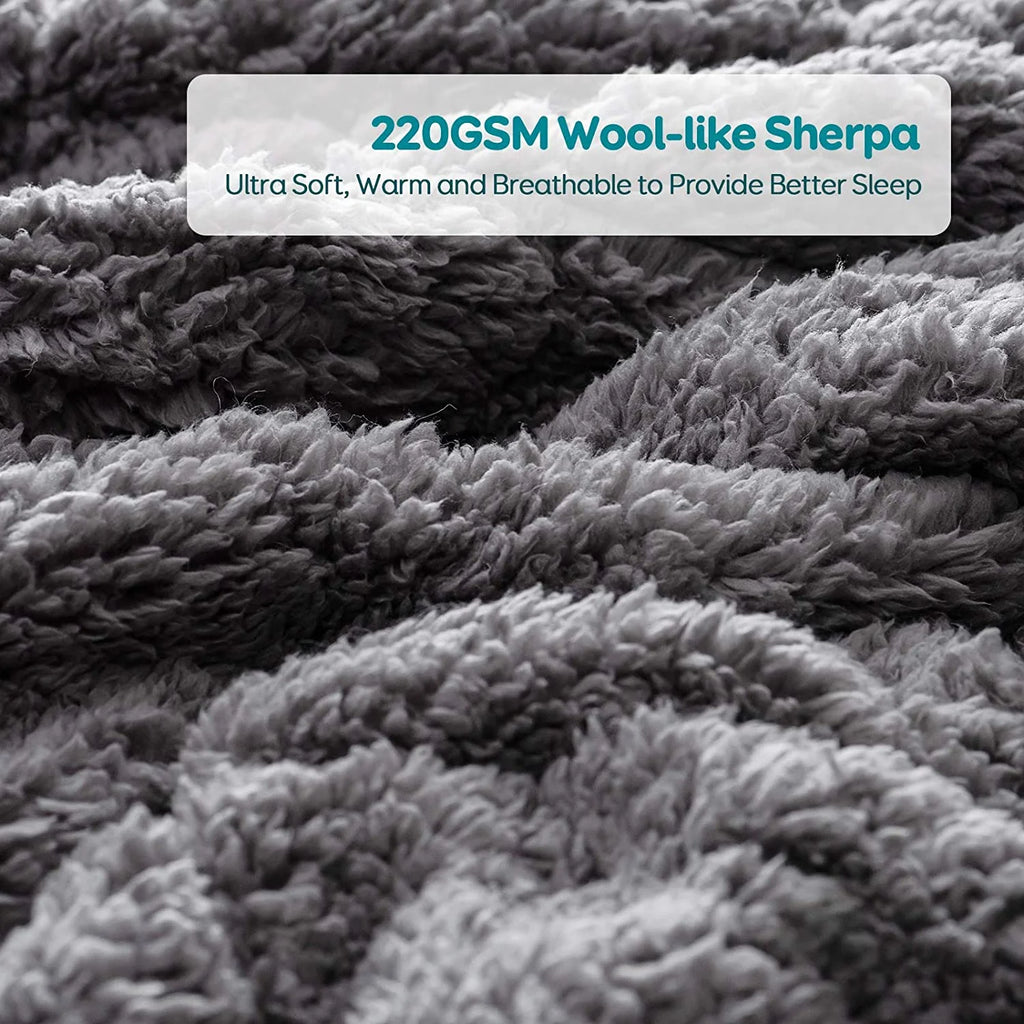 Weighted Blanket 20Lbs for Adults, Super Soft Plush Fleece and Sherpa Blanket, Shaggy Long Fur Throw Blankets, 60"X80" Gray