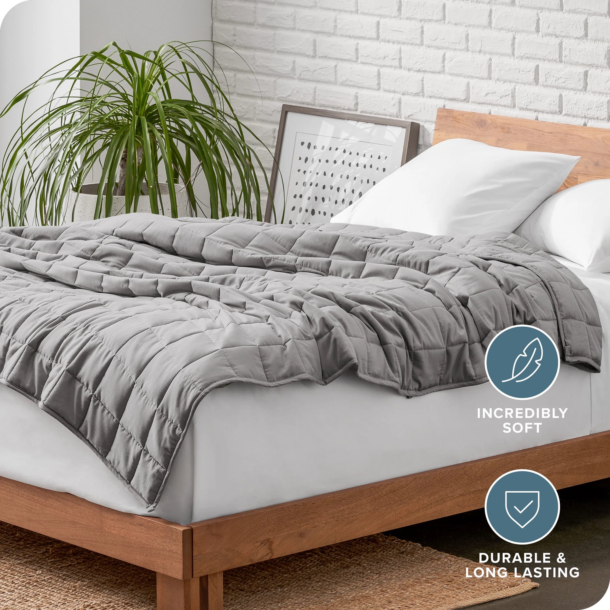 17 Lbs Weighted Blanket for Adults - 60" X 80" - 210Tc Twill Cotton, Light Gray