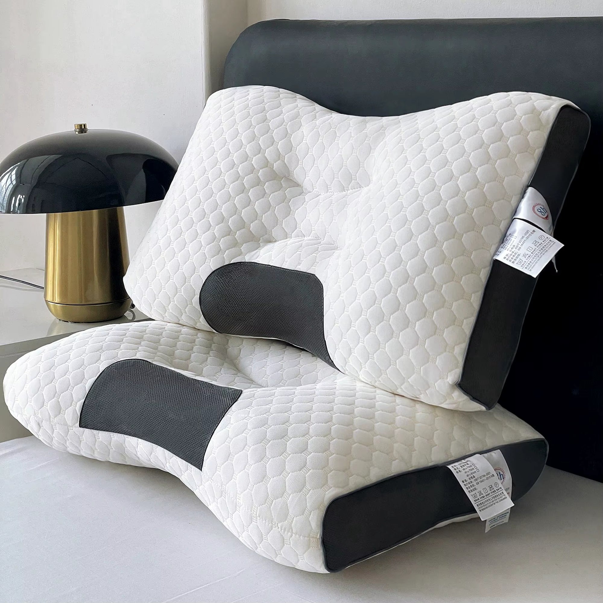 [Massage Neck Pillow] Soft Adjustable Ergonomic Knitted Massage Neck Pillow Orthopedic Contour Support Pillow