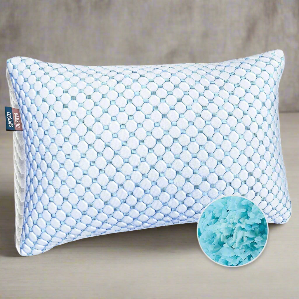 Virtu Temperature Queen Pillows, Regulating and Adjustable Memory Foam Cooling Bed Pillows Queen Size Pillows, 20" X 30"