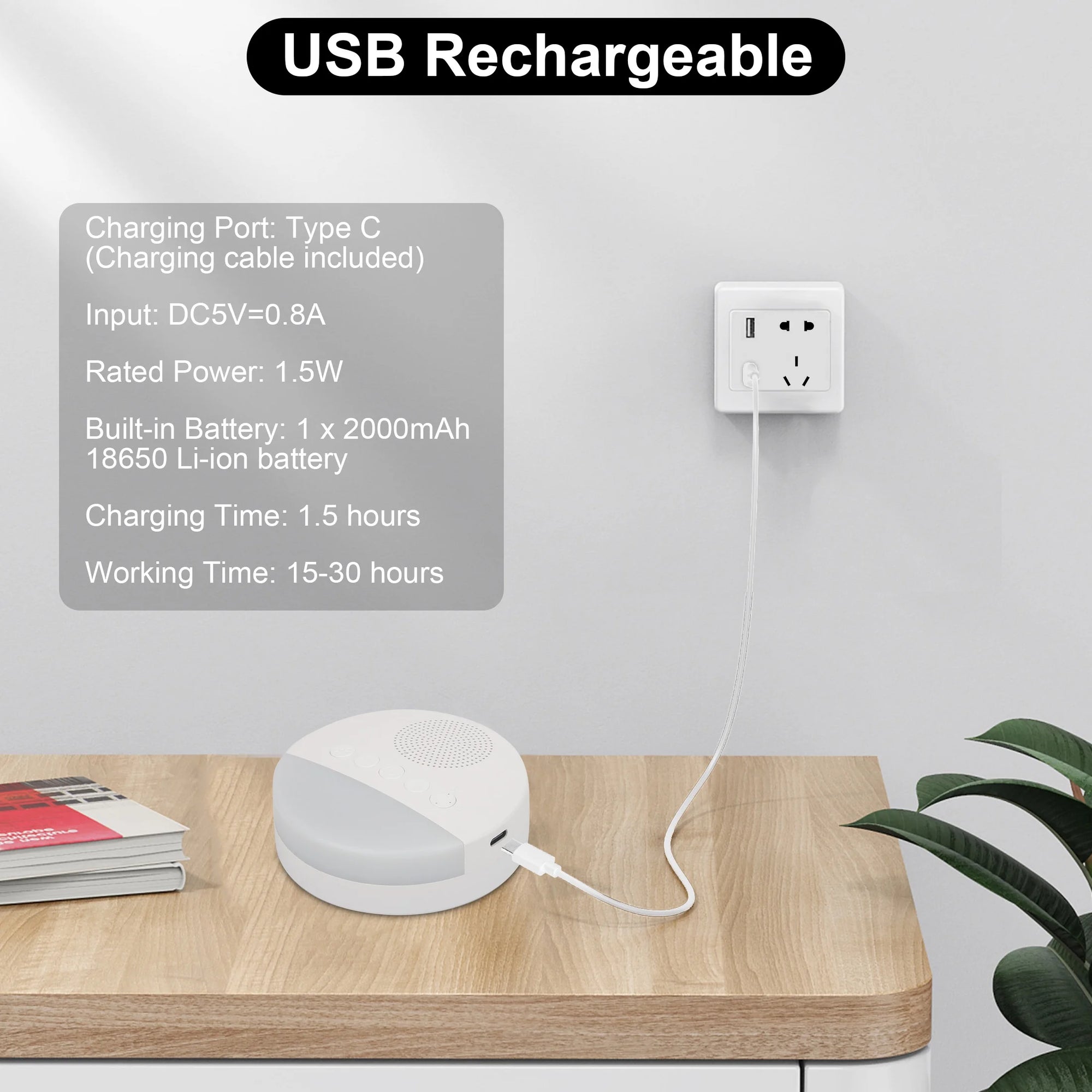 White Noise Machine for Sleeping, Soothing Night Light Machine, 20 Soothing Sounds, Timer and Memory Function